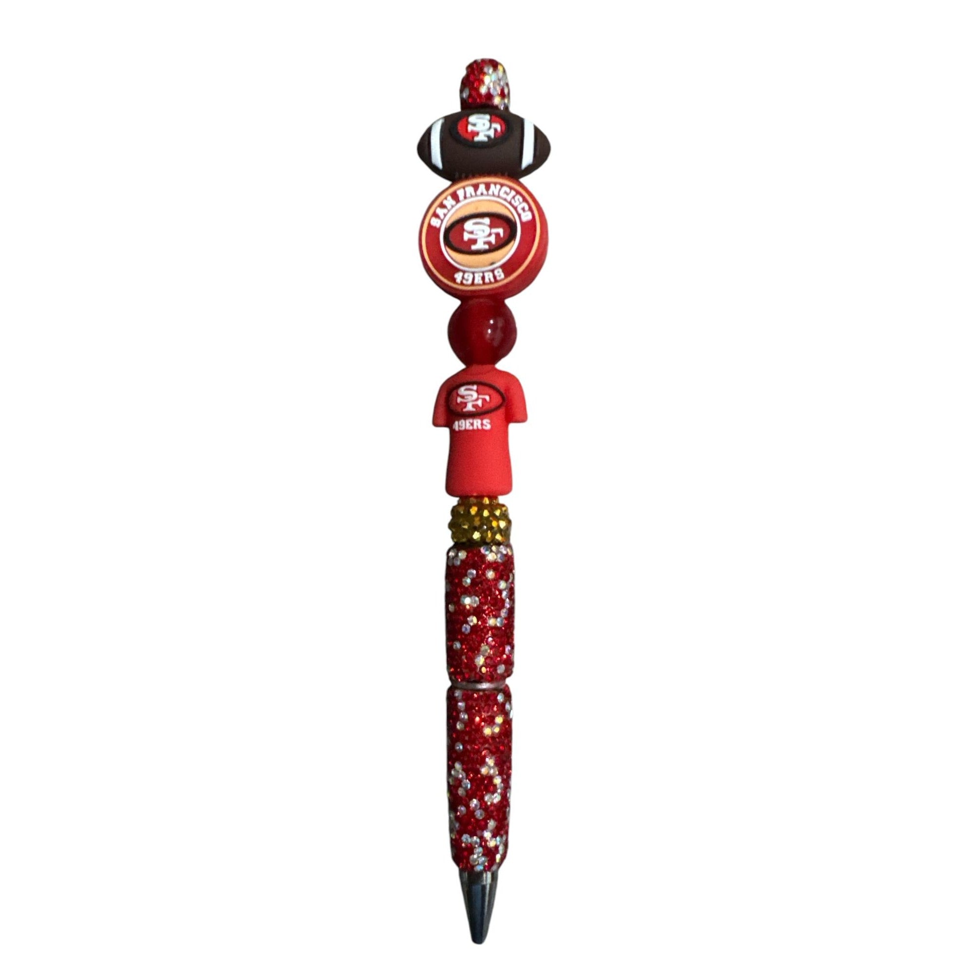 San Francisco 49ers Beaded Glitter Pen With Team Logos & Sports Figures Red & Gold