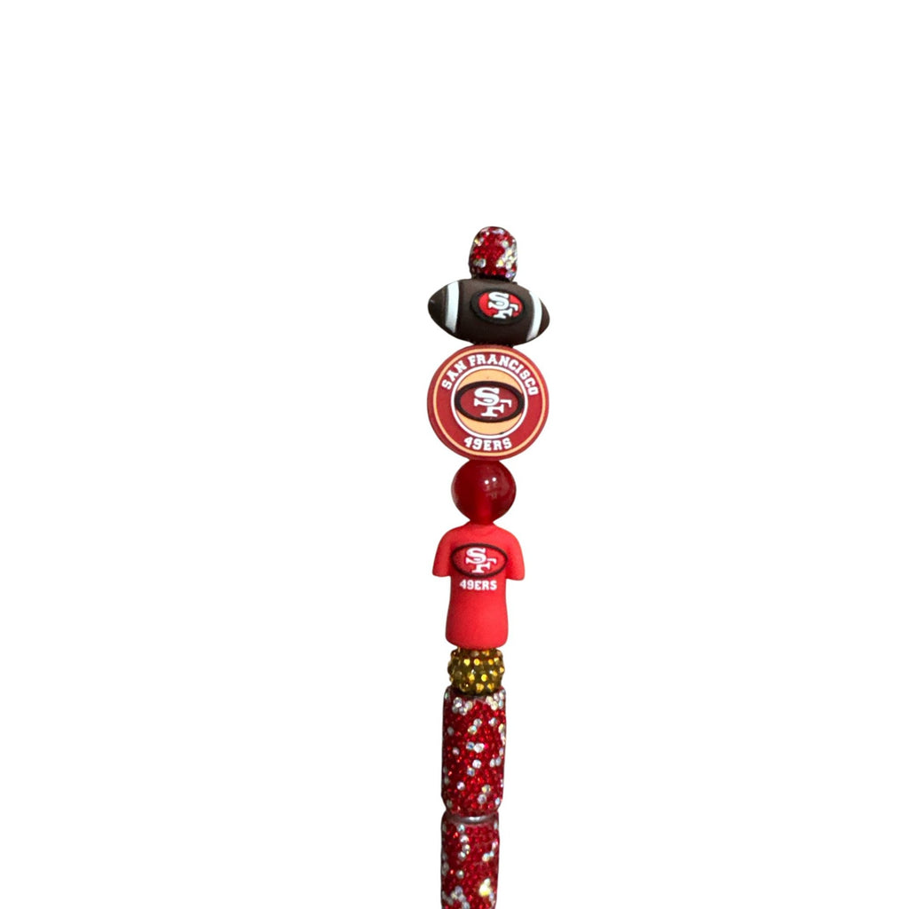 San Francisco 49ers Beaded Glitter Pen With Team Logos & Sports Figures Red & Gold