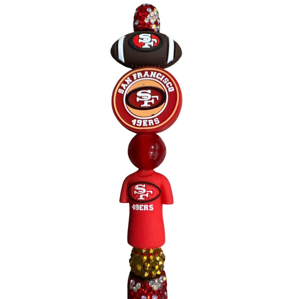San Francisco 49ers Beaded Glitter Pen With Team Logos & Sports Figures Red & Gold