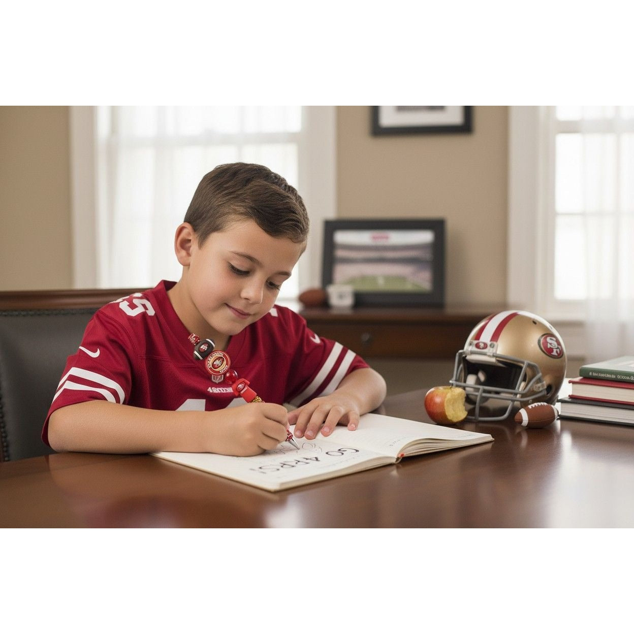 San Francisco 49ers Beaded Glitter Pen With Team Logos & Sports Figures Red & Gold
