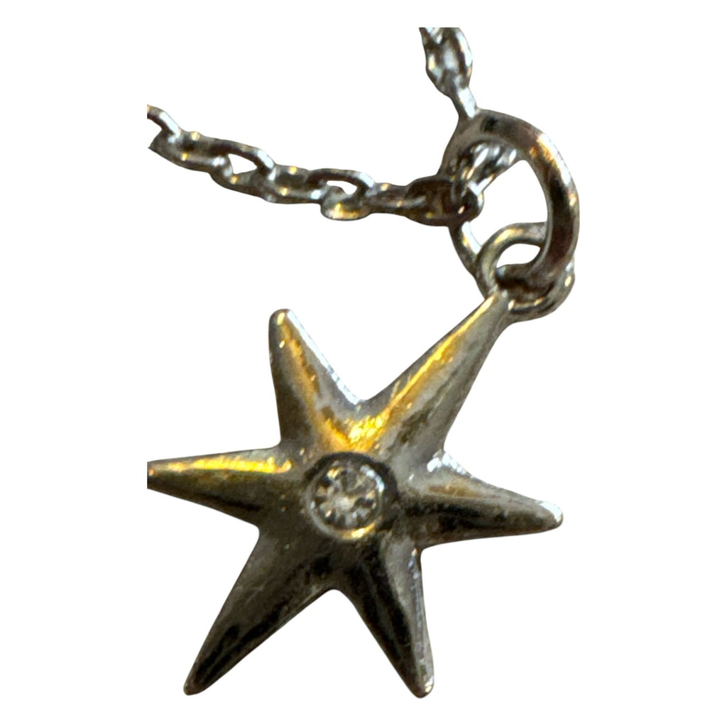 Star Pendant Necklace With Silver-Tone Chain & Cubic Zirconia Accent 18 Inches Long