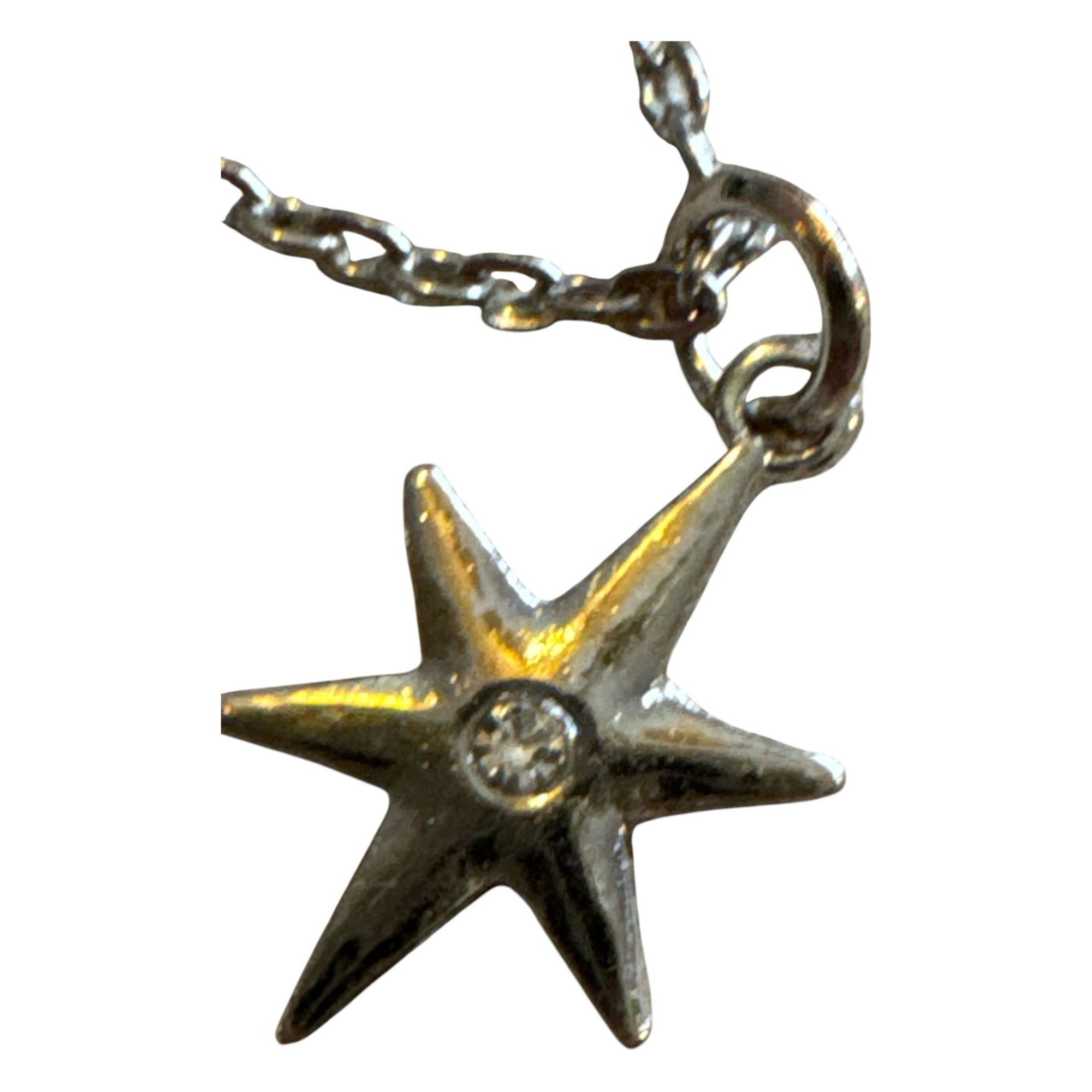 Star Pendant Necklace With Silver-Tone Chain & Cubic Zirconia Accent 18 Inches Long