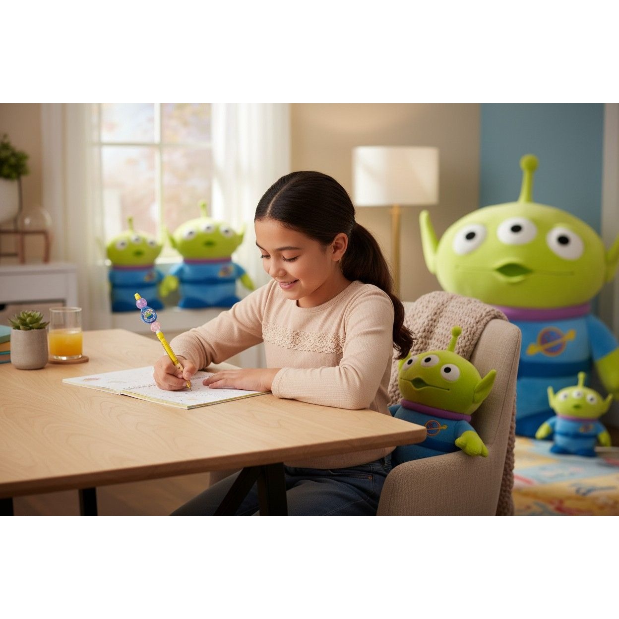 Toy Story Alien-Themed Novelty Pencil with Beads Yellow Barrel and Grip for Kids or Collectors