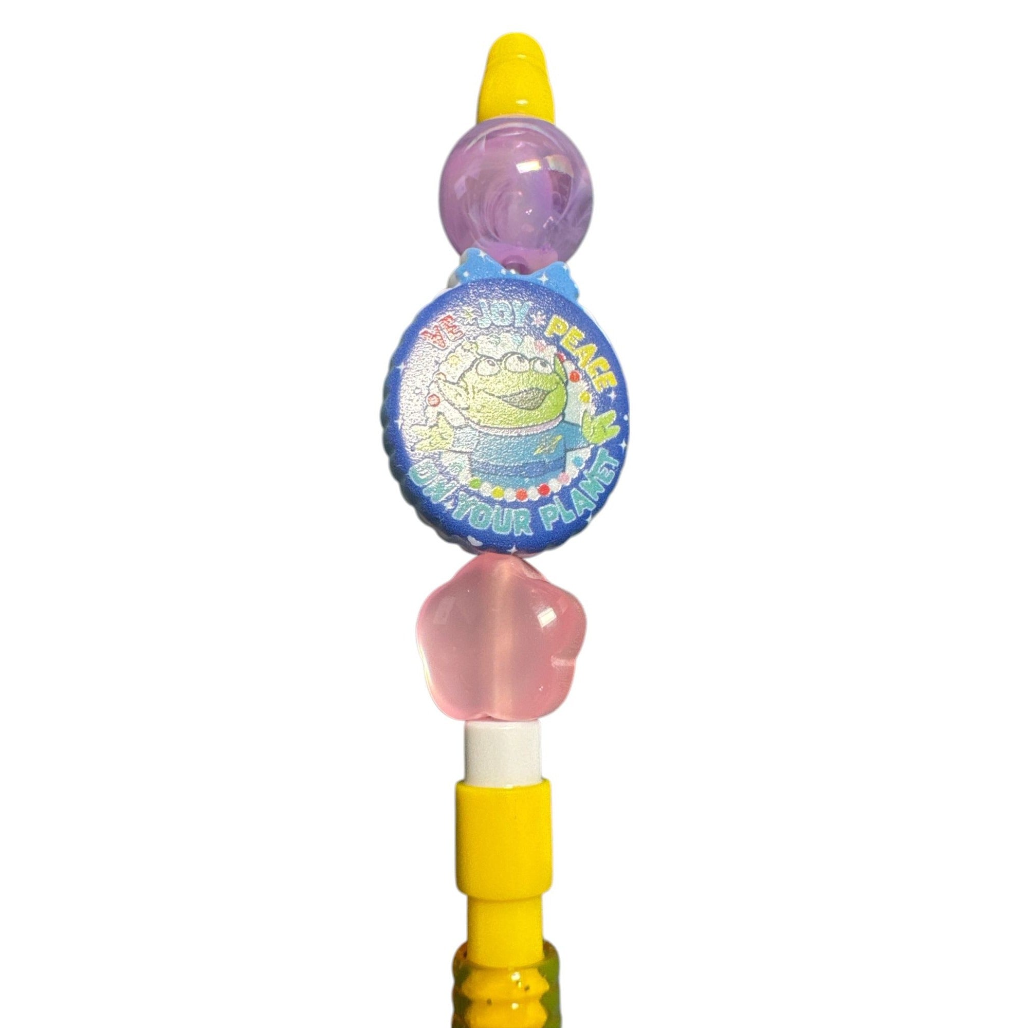 Toy Story Alien-Themed Novelty Pencil with Beads Yellow Barrel and Grip for Kids or Collectors