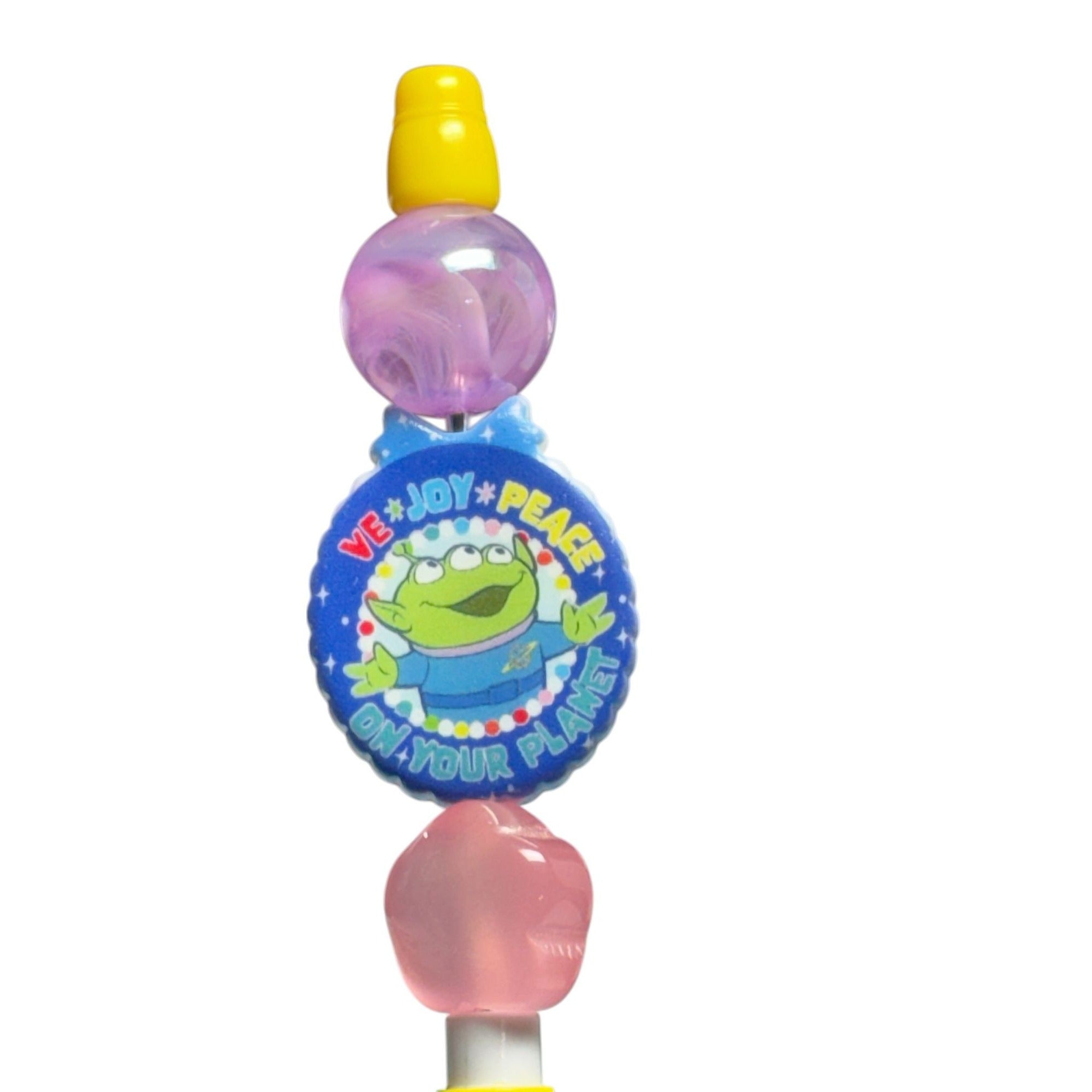 Toy Story Alien-Themed Novelty Pencil with Beads Yellow Barrel and Grip for Kids or Collectors