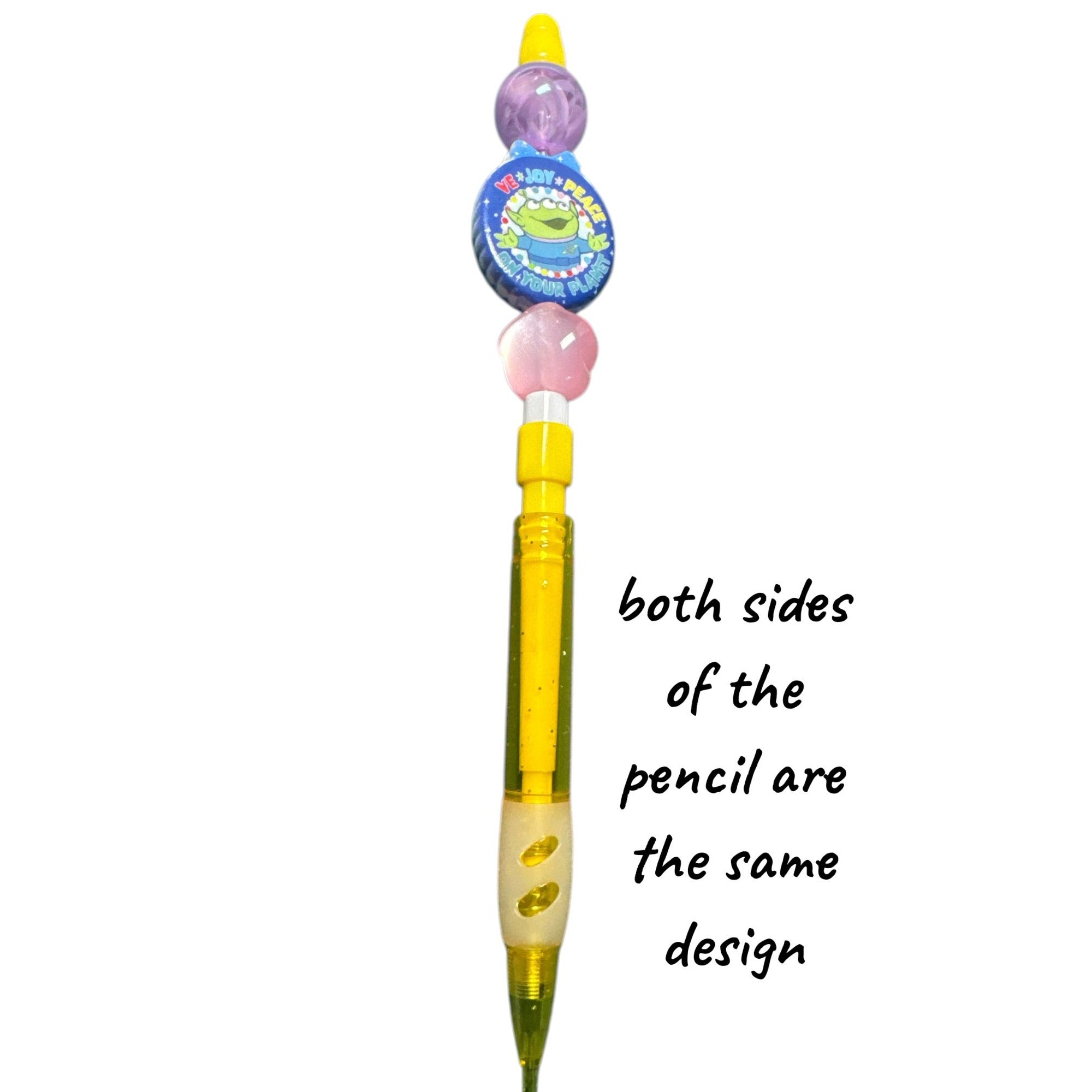 Toy Story Alien-Themed Novelty Pencil with Beads Yellow Barrel and Grip for Kids or Collectors