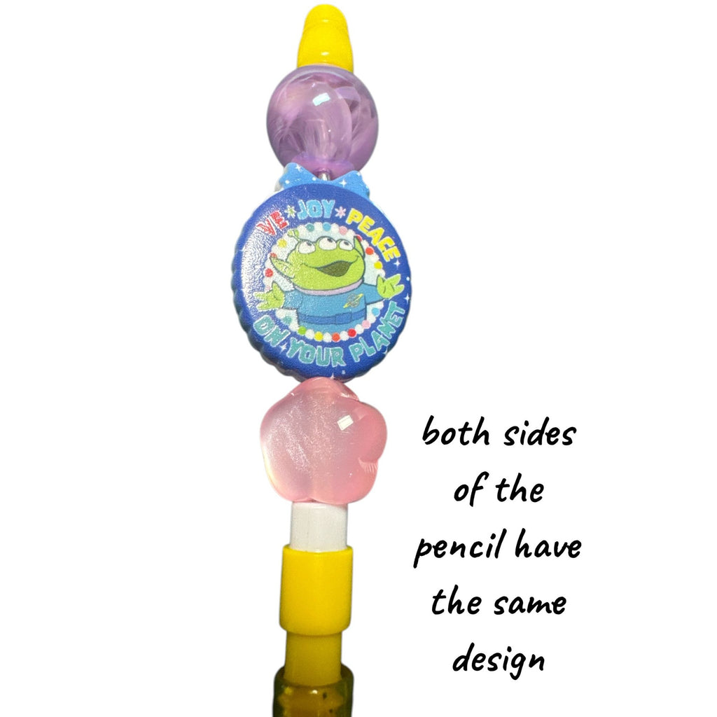 Toy Story Alien-Themed Novelty Pencil with Beads Yellow Barrel and Grip for Kids or Collectors