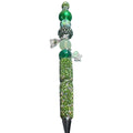Beaded Green Rhinestone Pen with Charms & Butterfly Accents Handmade Gift for Writing or Journaling