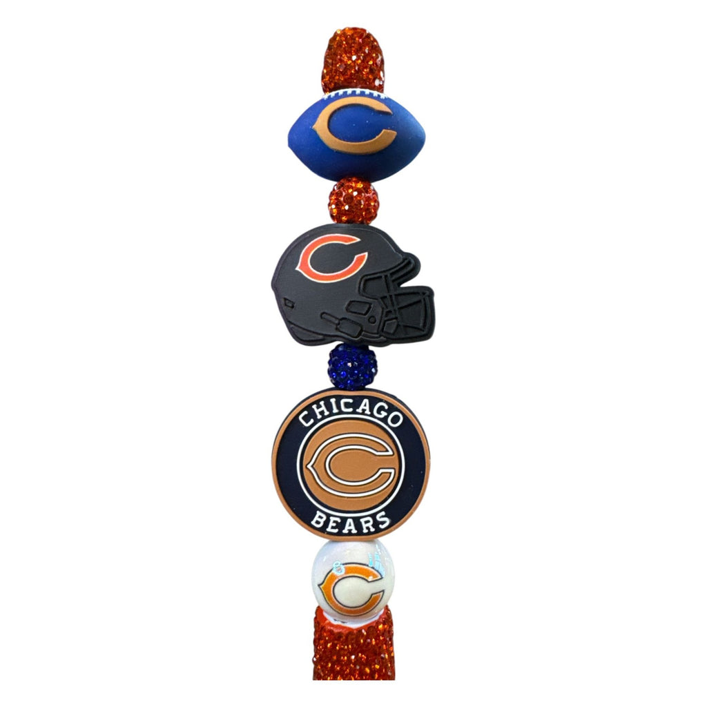Chicago Bears Glitter Ballpoint Pen With Logo Charms & Orange Sparkle Accents