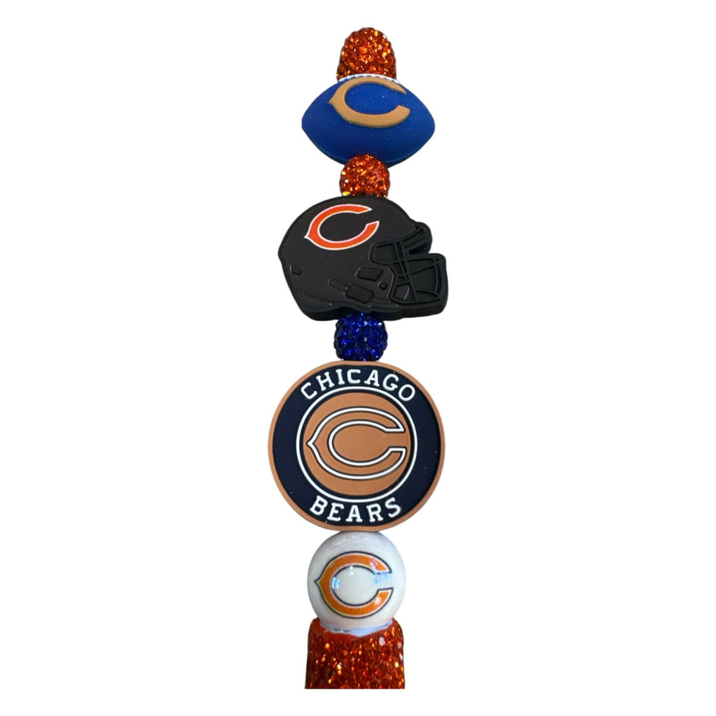 Chicago Bears Glitter Ballpoint Pen With Logo Charms & Orange Sparkle Accents