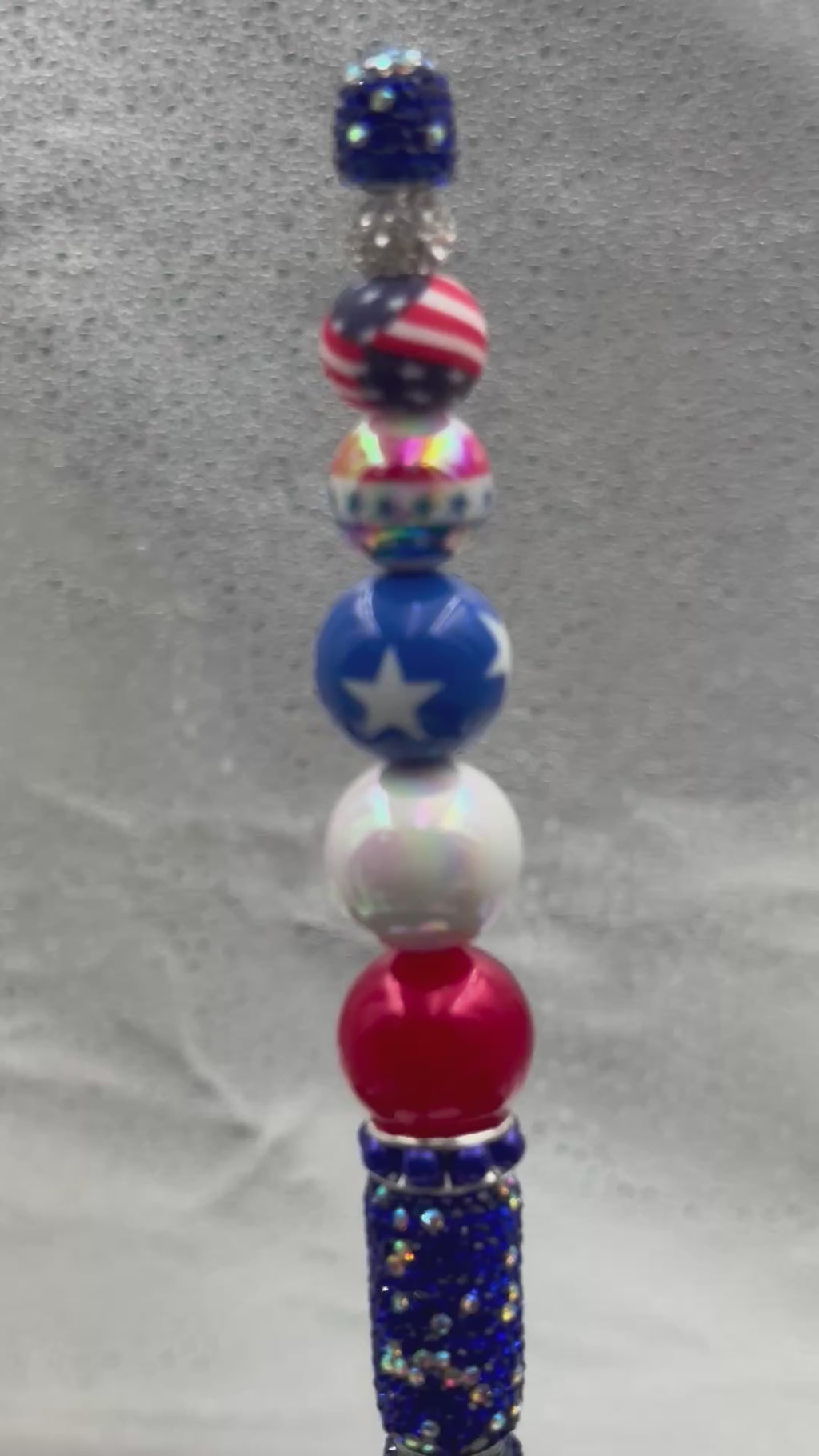 Celebrate 250 years with this Patriotic Beaded Pen with Red White & Blue Stars & Stripes Design for Writing or Gifting