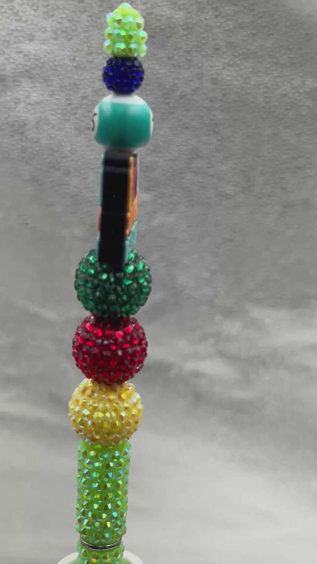 Bingo Obsessed Beaded Ballpoint Pen With Colorful Rhinestone Accents - Fun And Functional Writing Tool For Bingo Enthusiasts