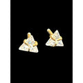 Triangle-Cut Crystal Gold Stud Earrings With Simple Modern Design For Women