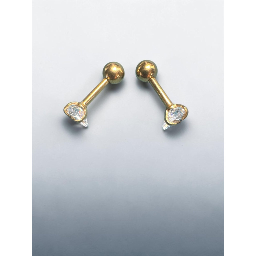 Triangle-Cut Crystal Gold Stud Earrings With Simple Modern Design For Women