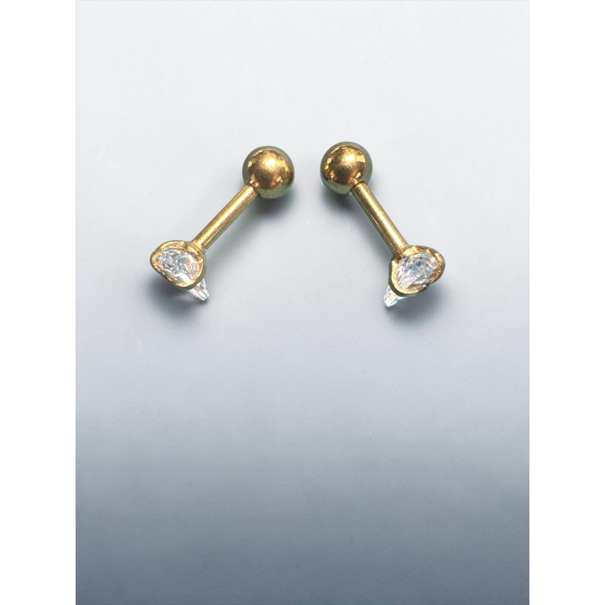 Triangle-Cut Crystal Gold Stud Earrings With Simple Modern Design For Women