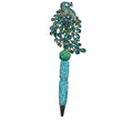 Peacock-Inspired Rhinestone Ballpoint Pen With Stunning Blue & Green Detailing