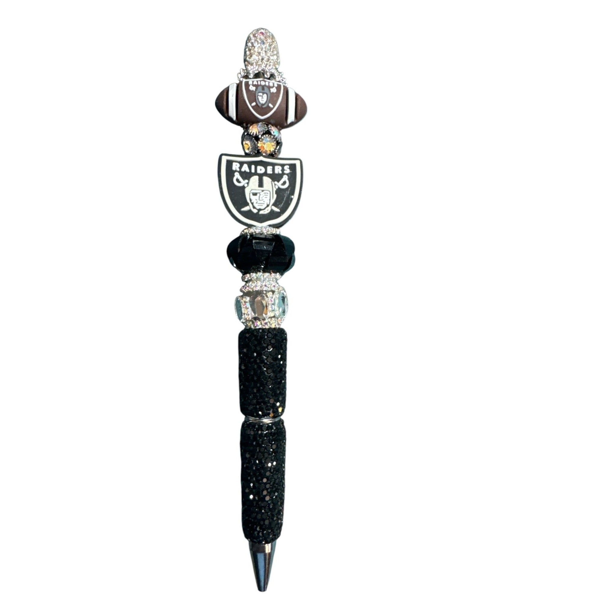 Las Vegas Raiders-Themed Glitter Pen With Rhinestone Accents & Team Logo Beads Perfect Gift For Fans