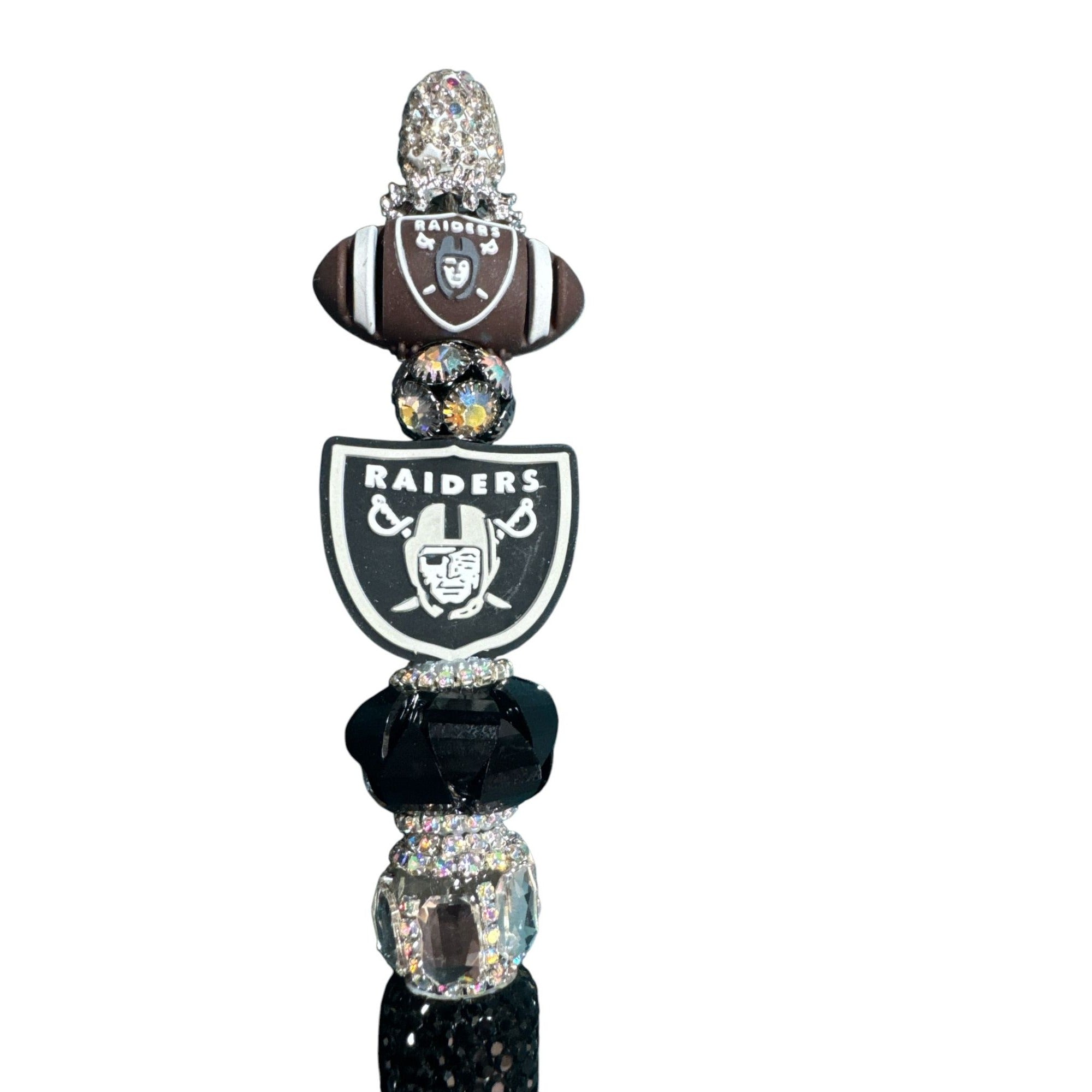 Las Vegas Raiders-Themed Glitter Pen With Rhinestone Accents & Team Logo Beads Perfect Gift For Fans
