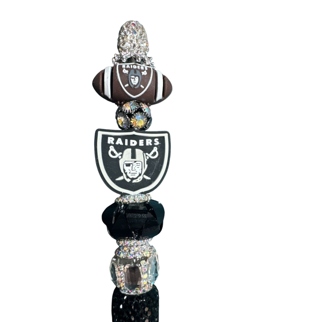 Las Vegas Raiders-Themed Glitter Pen With Rhinestone Accents & Team Logo Beads Perfect Gift For Fans
