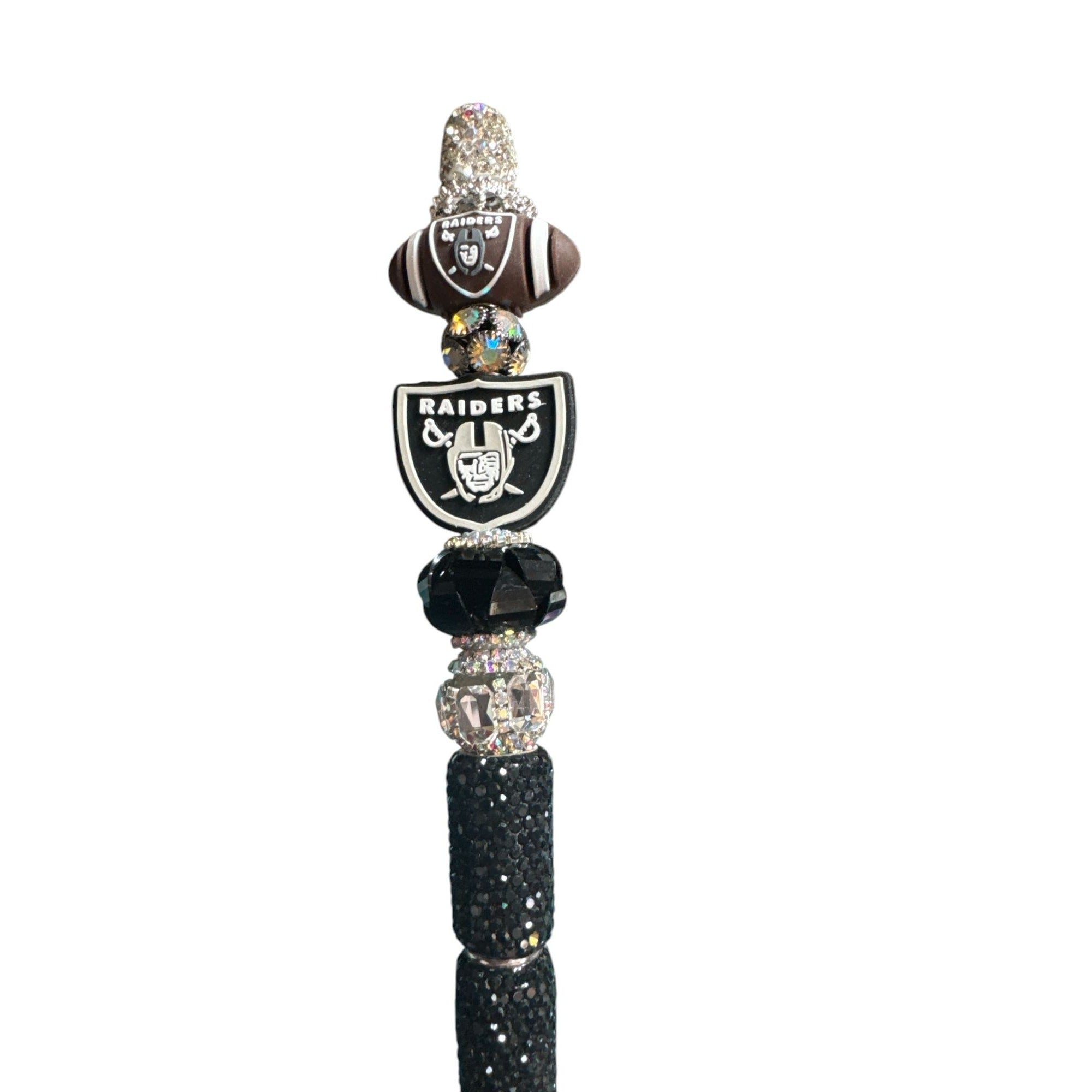Las Vegas Raiders-Themed Glitter Pen With Rhinestone Accents & Team Logo Beads Perfect Gift For Fans