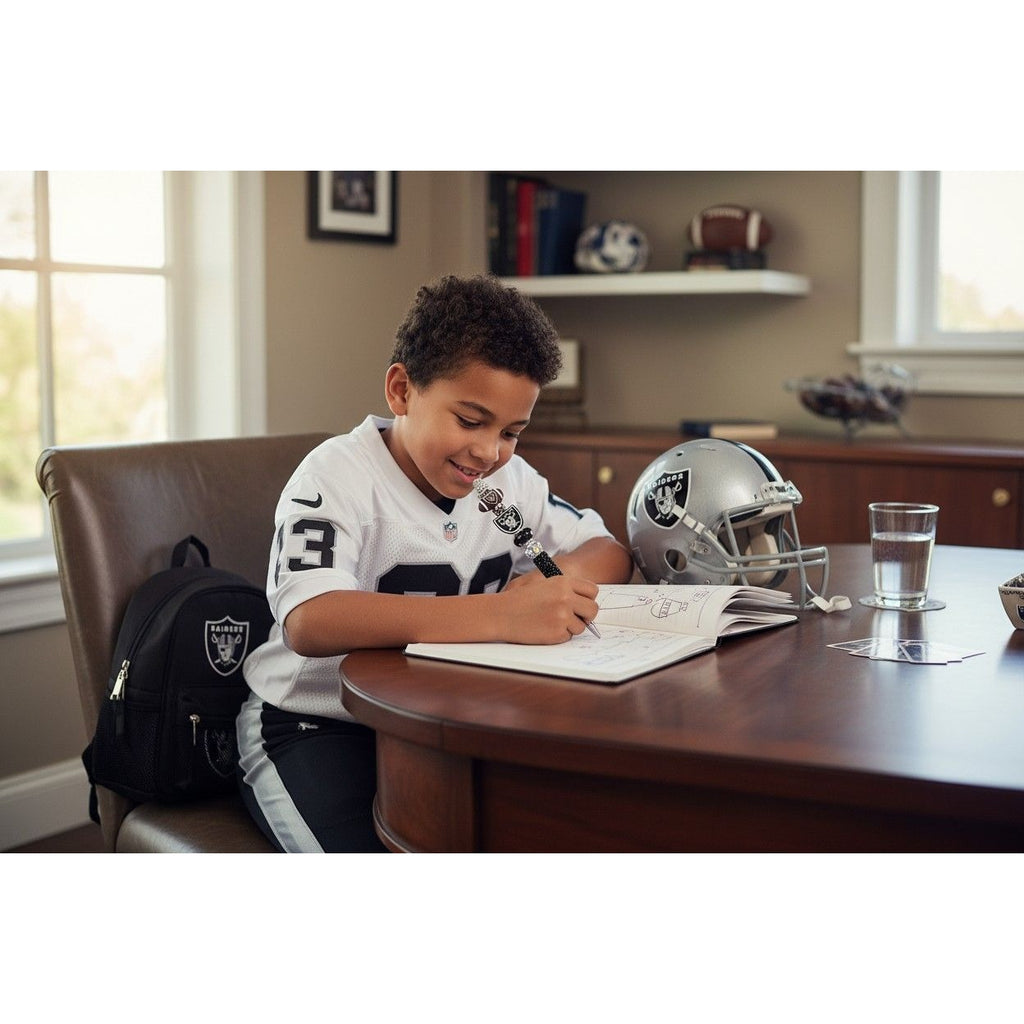 Las Vegas Raiders-Themed Glitter Pen With Rhinestone Accents & Team Logo Beads Perfect Gift For Fans