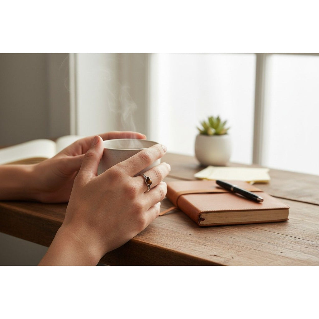 Sterling Silver Tigers Eye Ring With Twisted Band Design