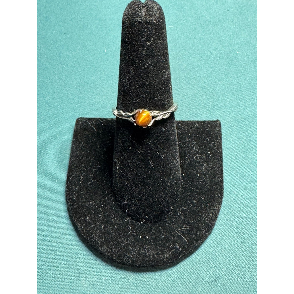 Sterling Silver Tigers Eye Ring With Twisted Band Design