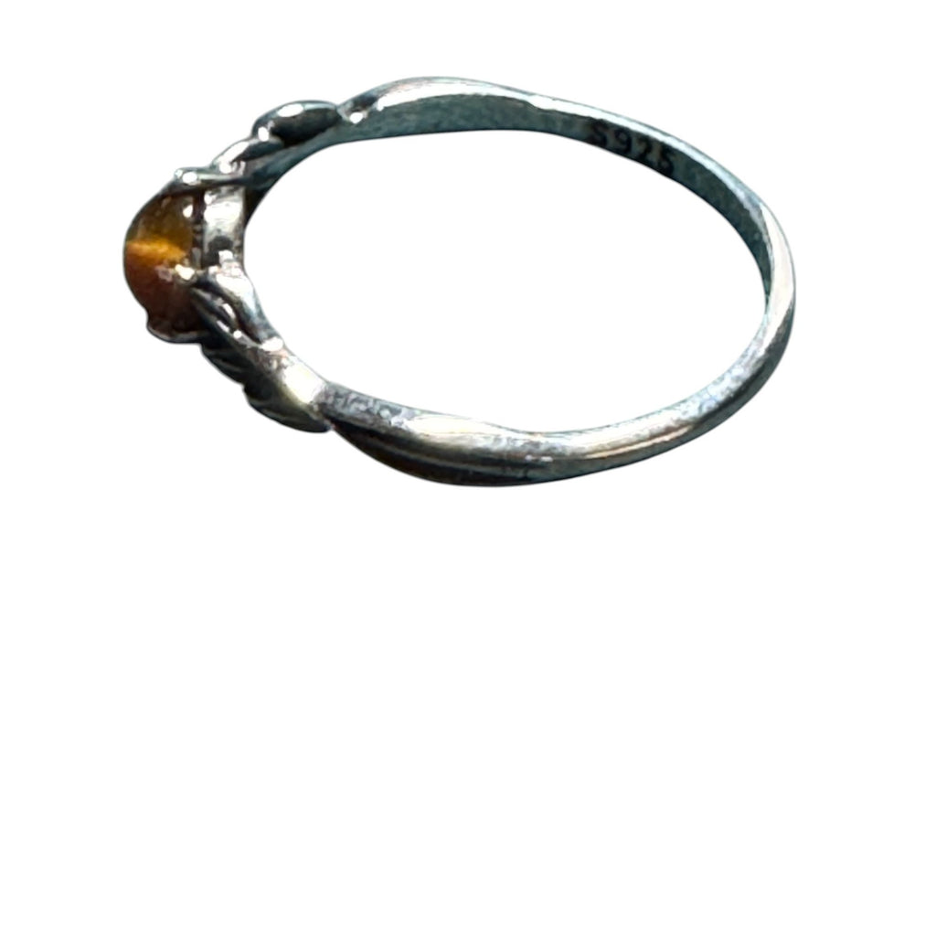 Sterling Silver Tigers Eye Ring With Twisted Band Design