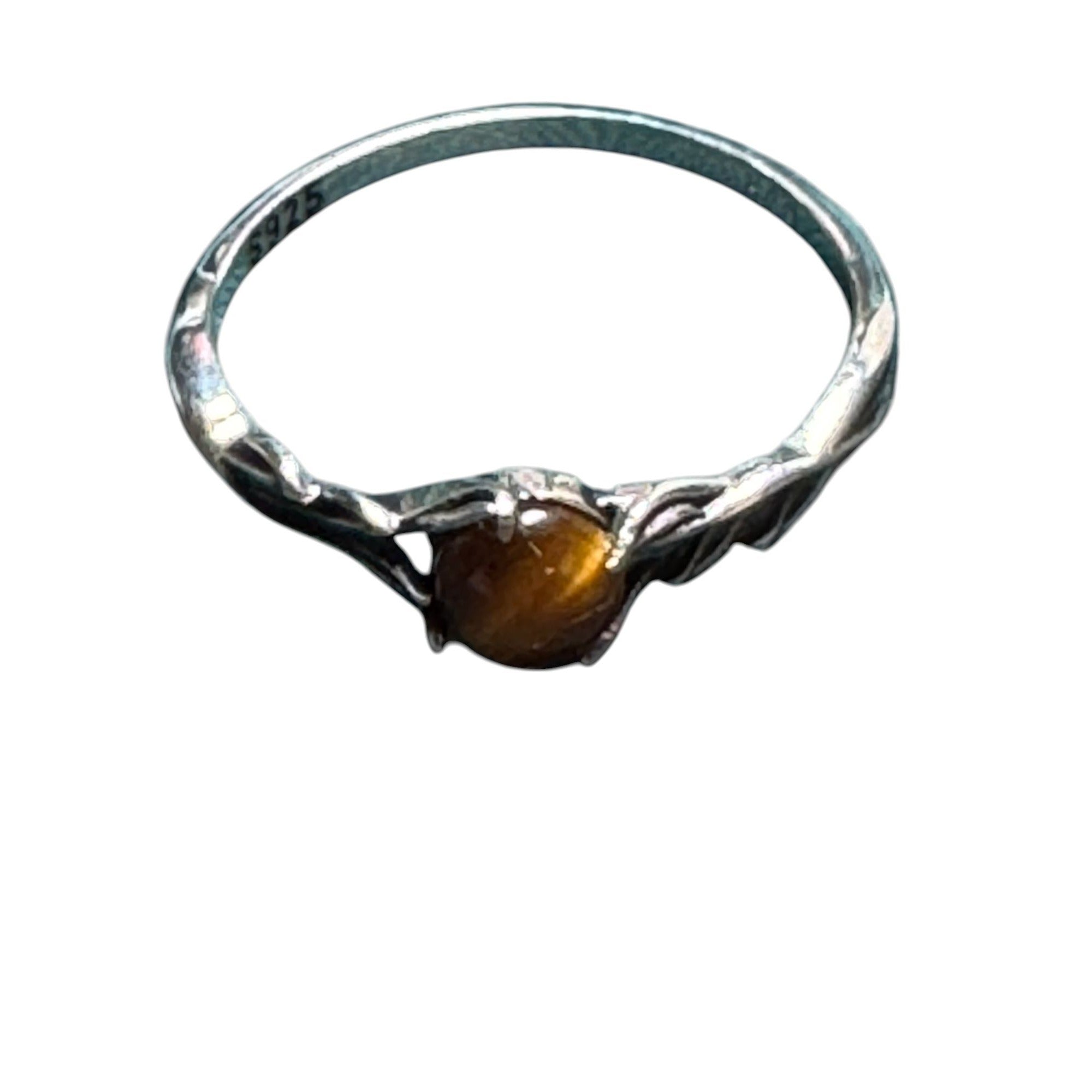 Sterling Silver Tigers Eye Ring With Twisted Band Design