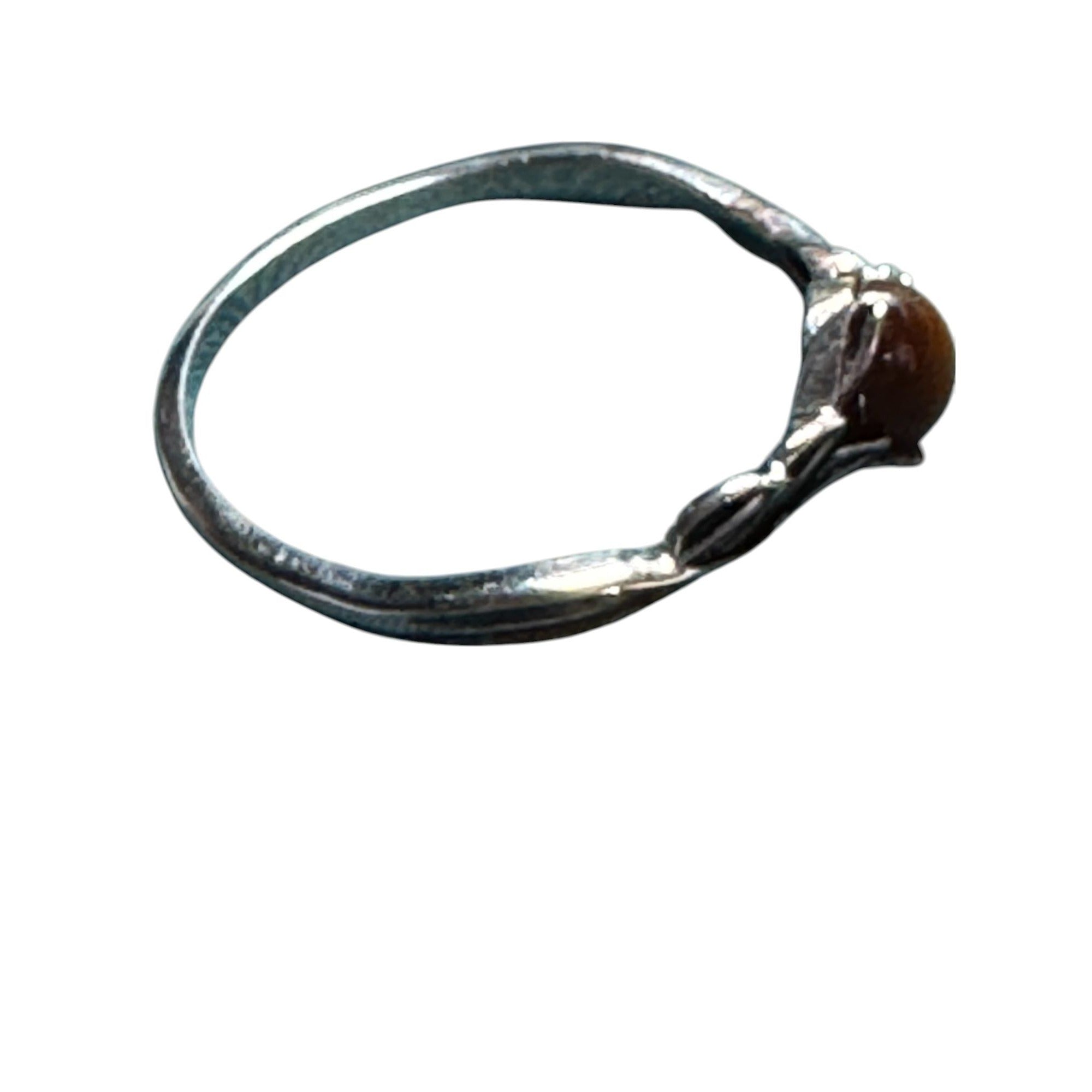 Sterling Silver Tigers Eye Ring With Twisted Band Design