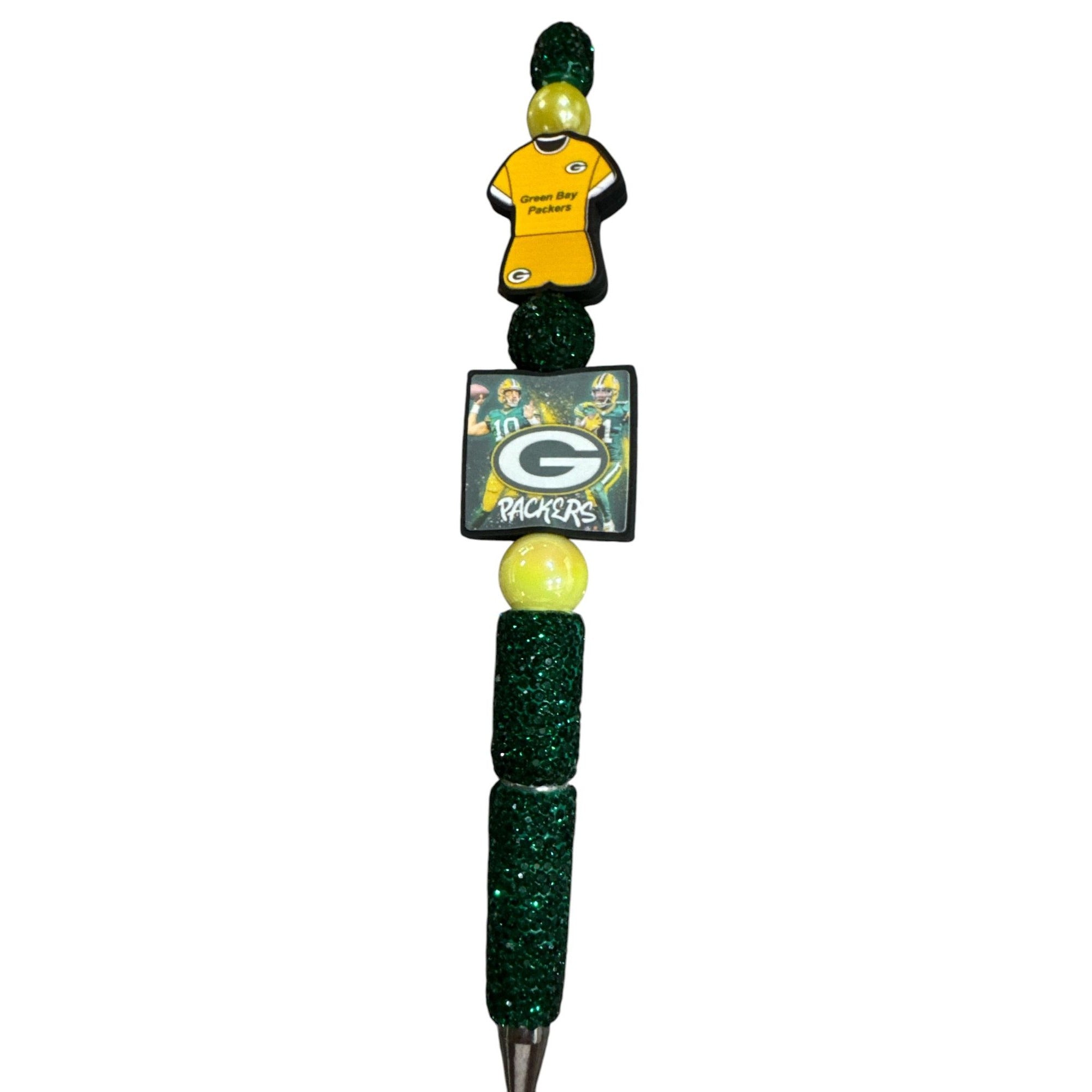 Green Bay Packers Beaded Glitter Pen With Team Logo & Player Graphics