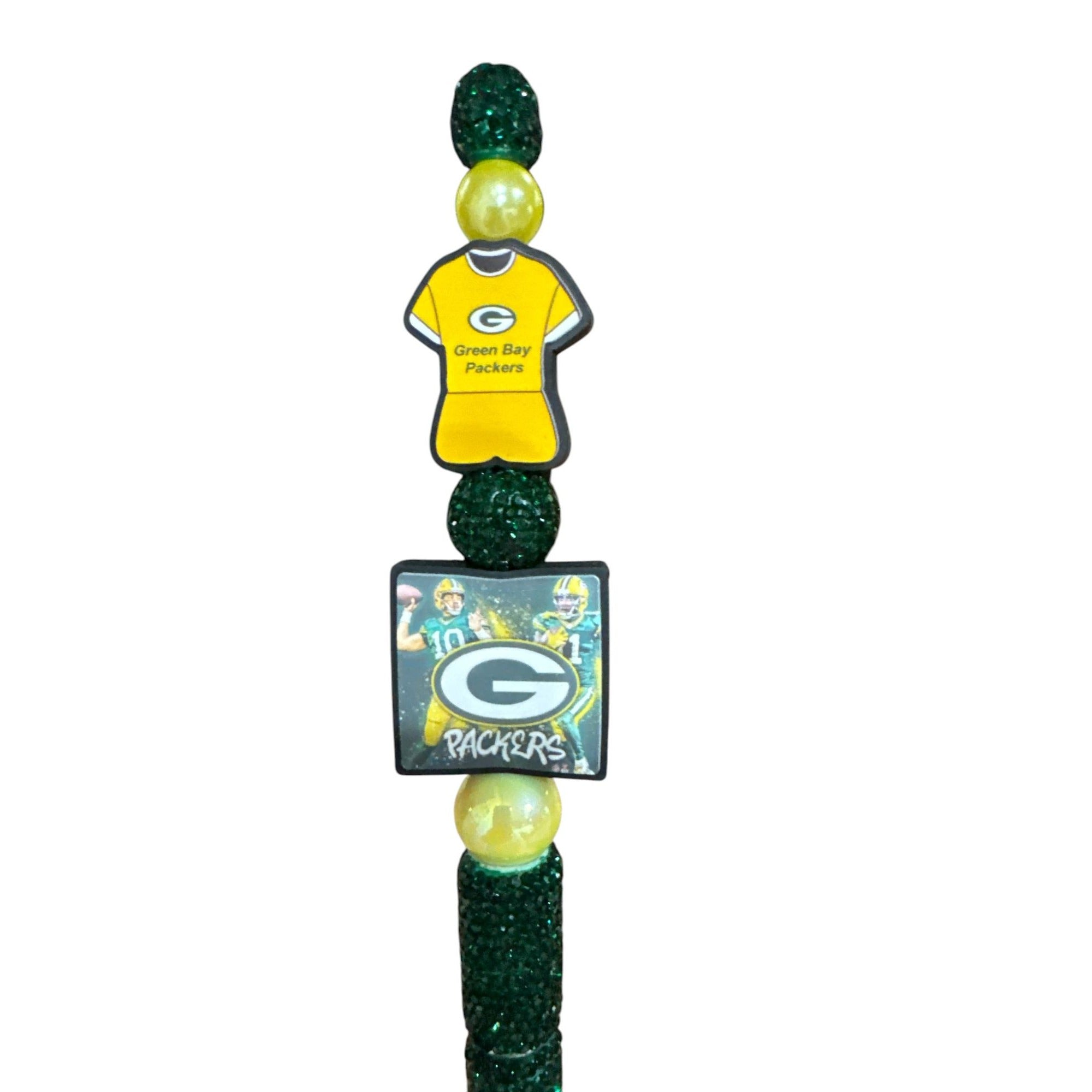 Green Bay Packers Beaded Glitter Pen With Team Logo & Player Graphics