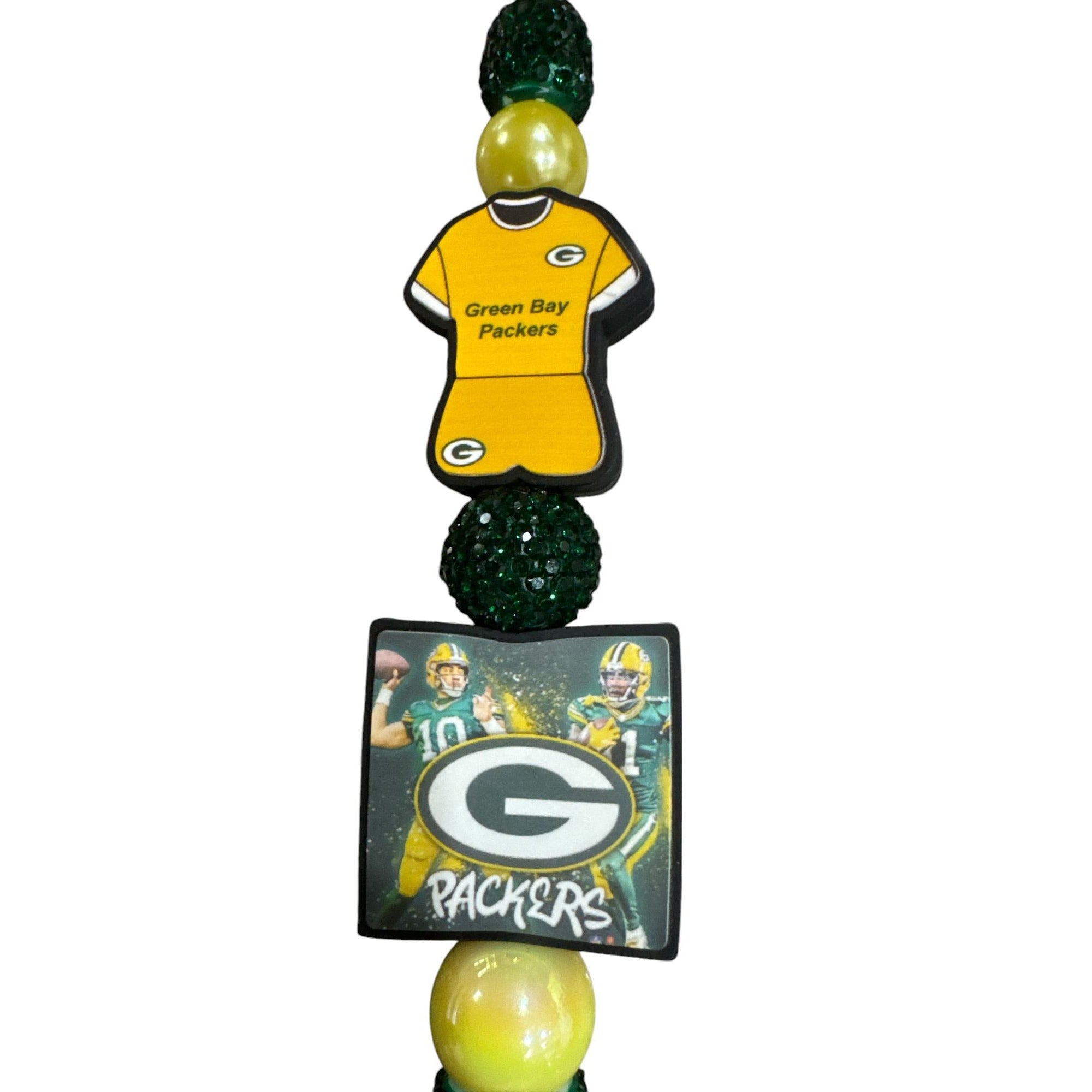 Green Bay Packers Beaded Glitter Pen With Team Logo & Player Graphics