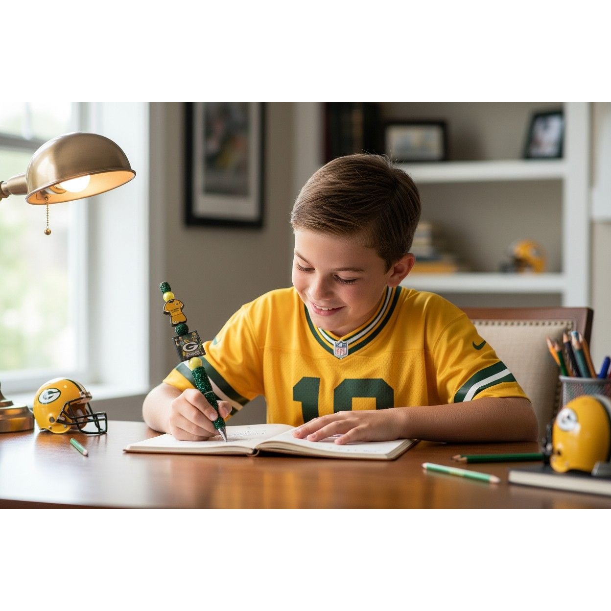 Green Bay Packers Beaded Glitter Pen With Team Logo & Player Graphics