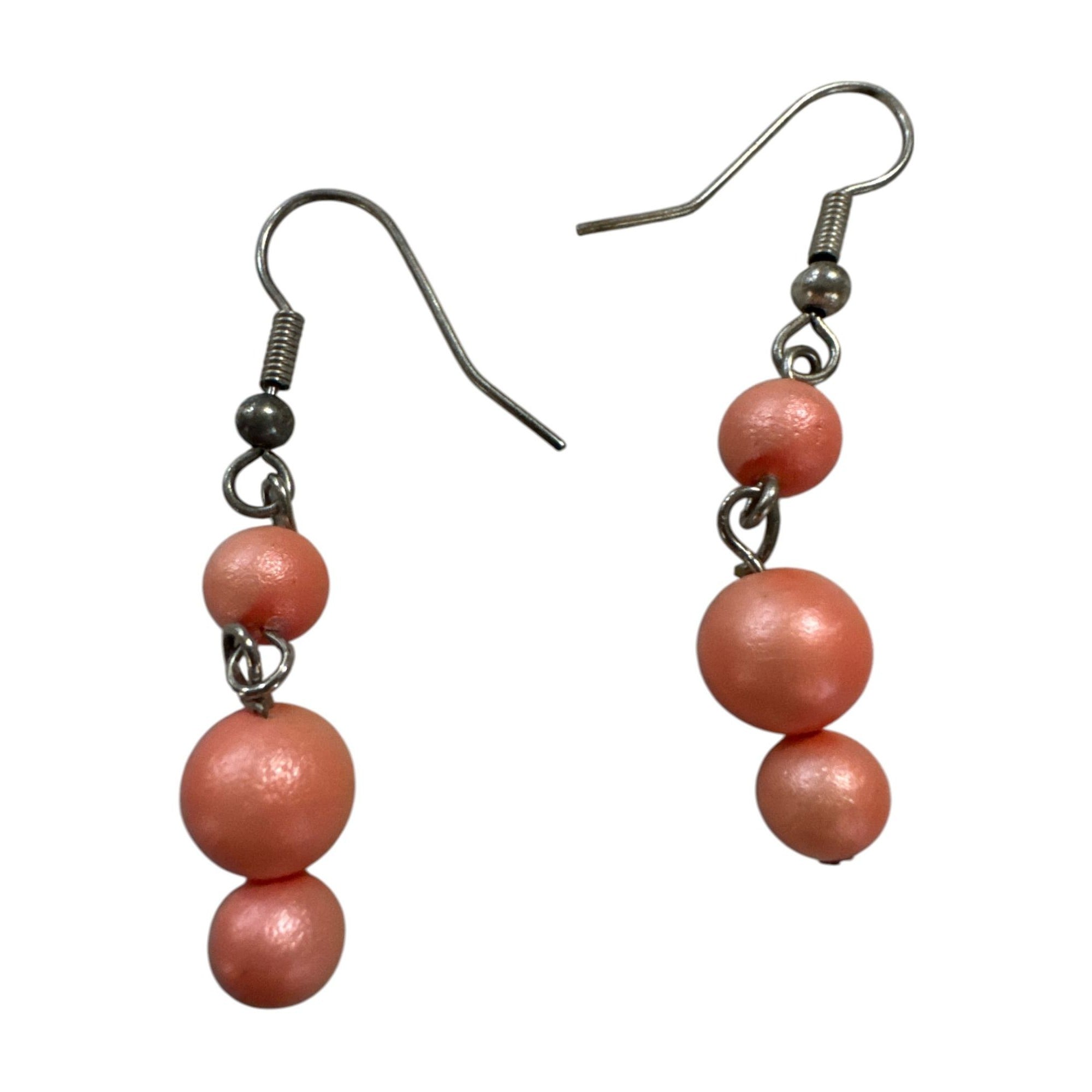 Handmade Pink Beaded Dangle Earrings, Lightweight Drop Earrings, Boho Fashion Jewelry