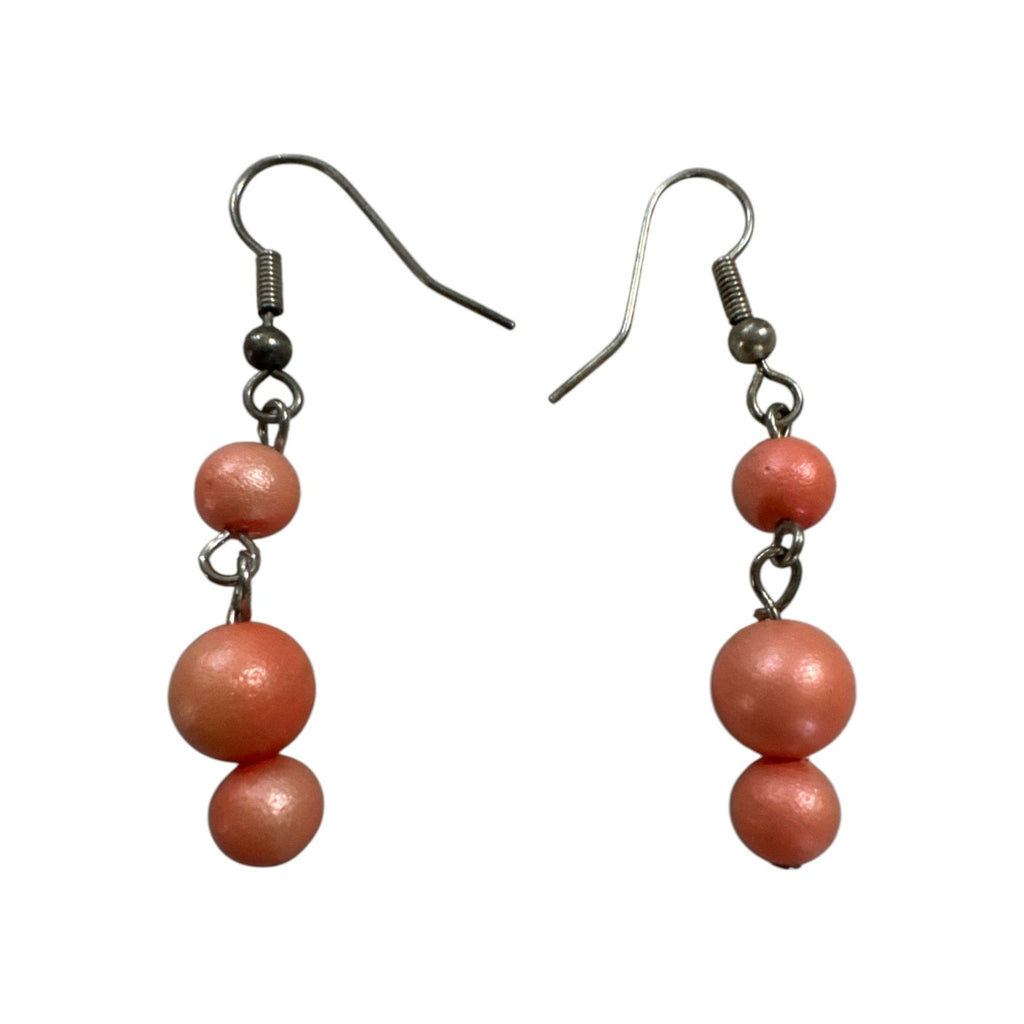 Handmade Pink Beaded Dangle Earrings, Lightweight Drop Earrings, Boho Fashion Jewelry