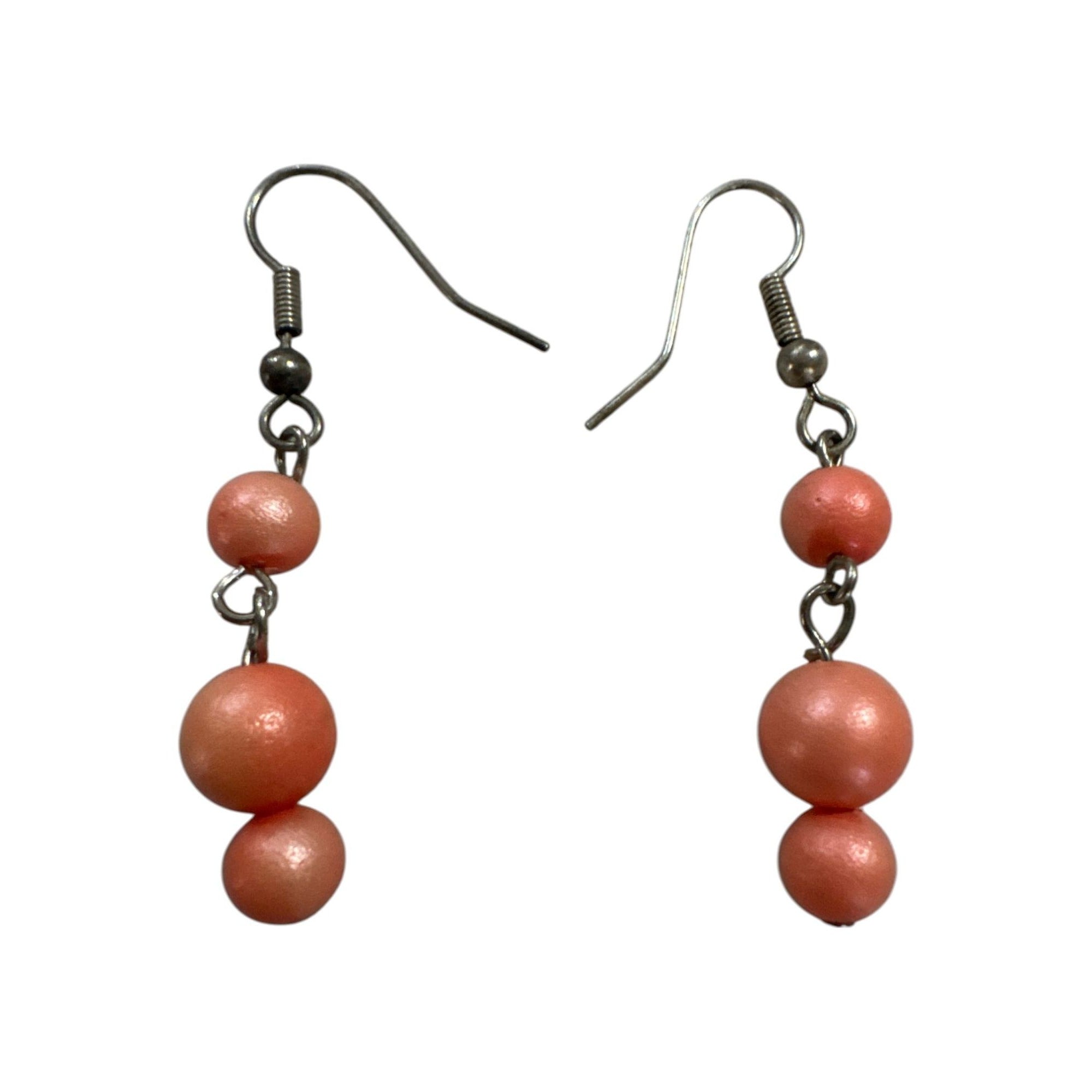 Handmade Pink Beaded Dangle Earrings, Lightweight Drop Earrings, Boho Fashion Jewelry