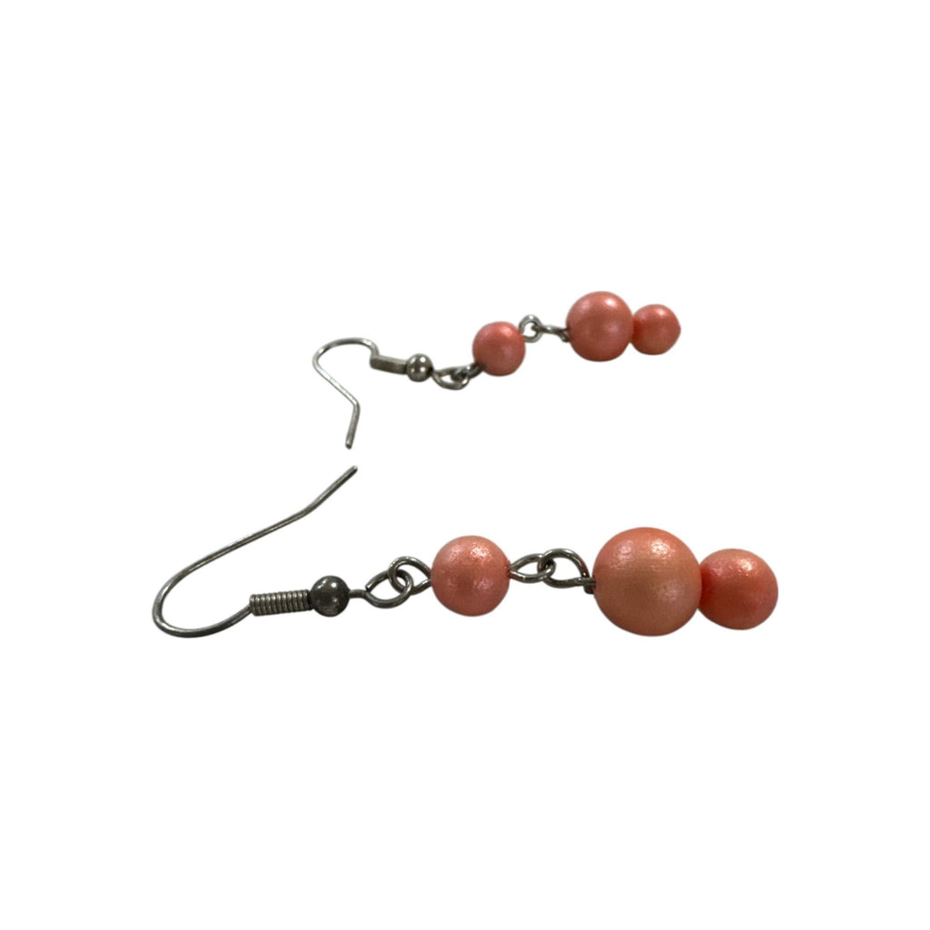 Handmade Pink Beaded Dangle Earrings, Lightweight Drop Earrings, Boho Fashion Jewelry