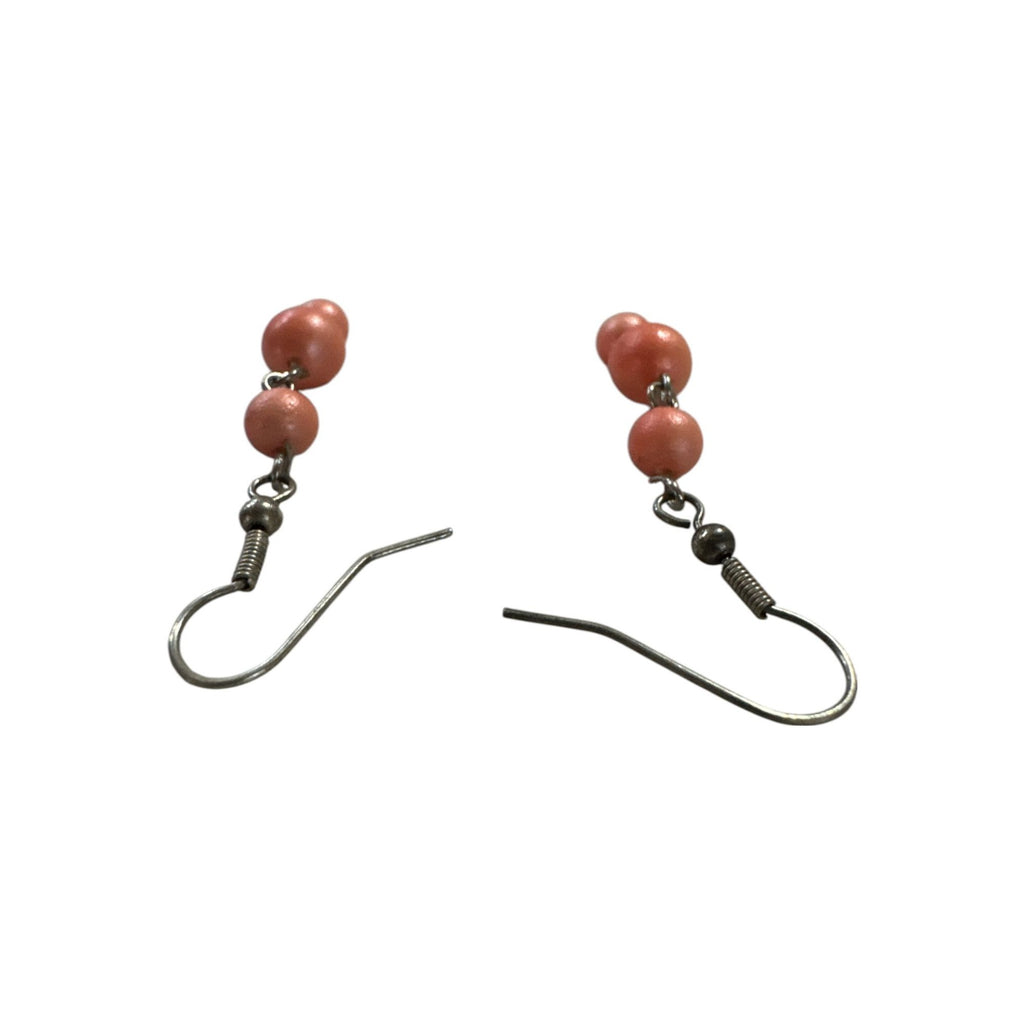 Handmade Pink Beaded Dangle Earrings, Lightweight Drop Earrings, Boho Fashion Jewelry