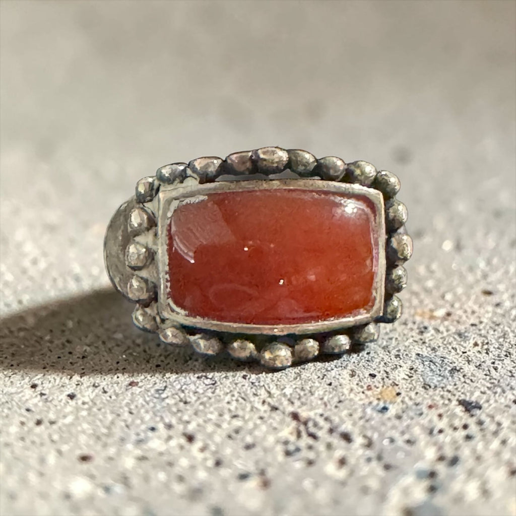 925 Sterling Silver Carnelian Agate Ring Size 6