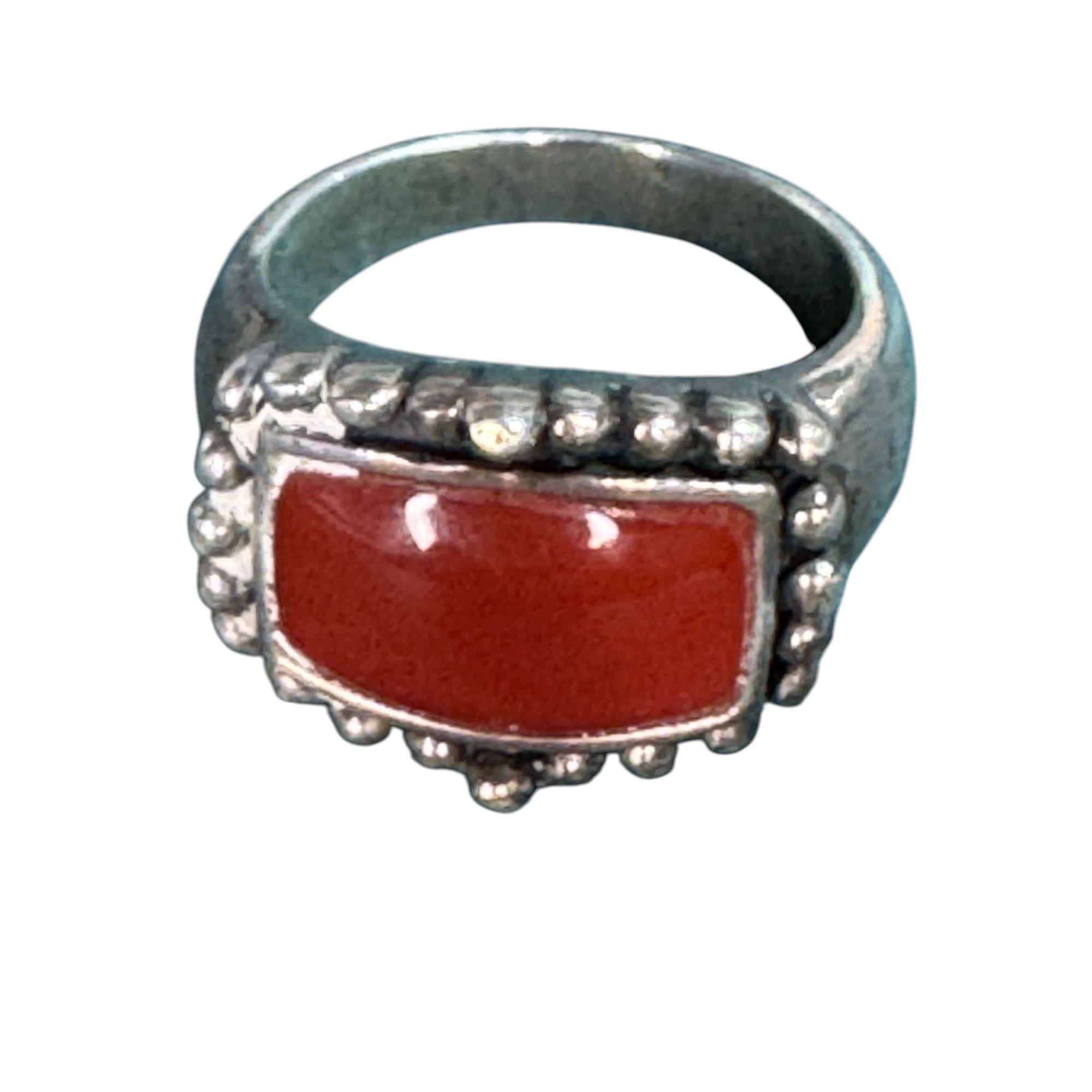 925 Sterling Silver Carnelian Agate Ring Size 6