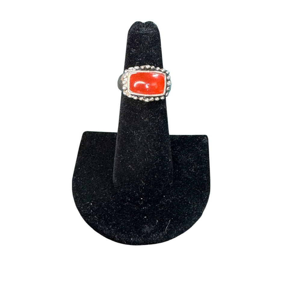 925 Sterling Silver Carnelian Agate Ring Size 6