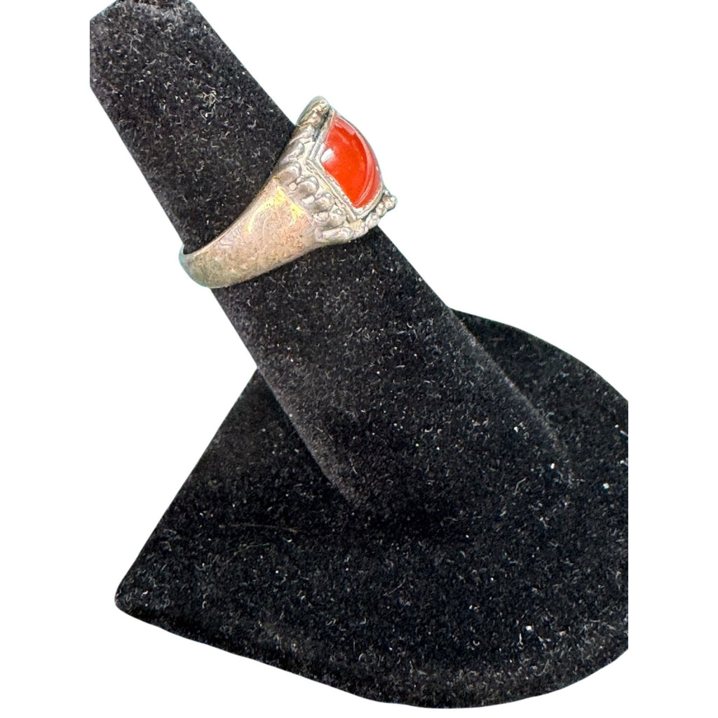 925 Sterling Silver Carnelian Agate Ring Size 6