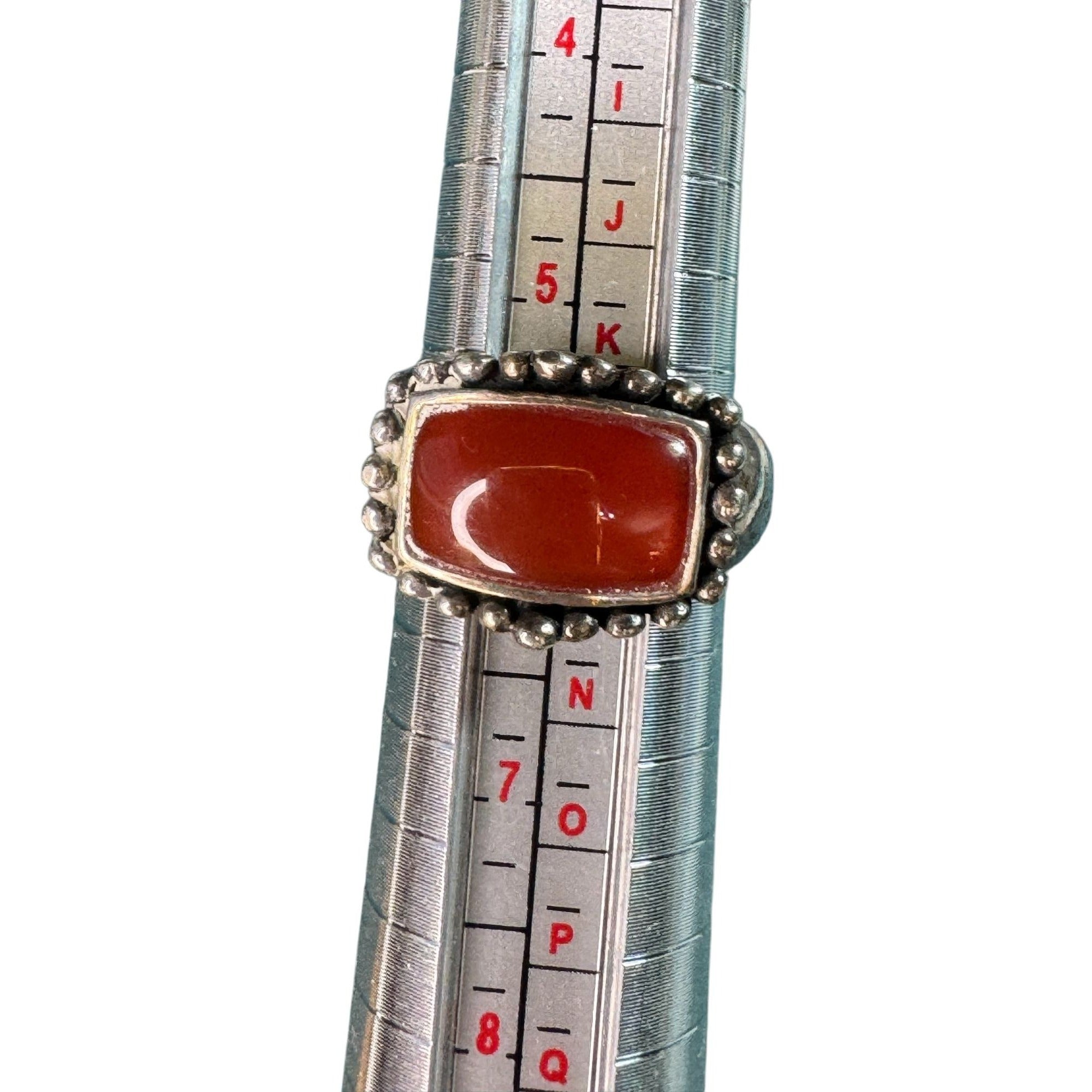 925 Sterling Silver Carnelian Agate Ring Size 6