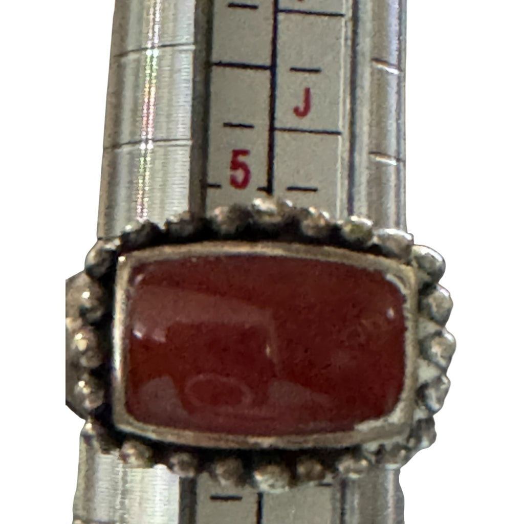 925 Sterling Silver Carnelian Agate Ring Size 6