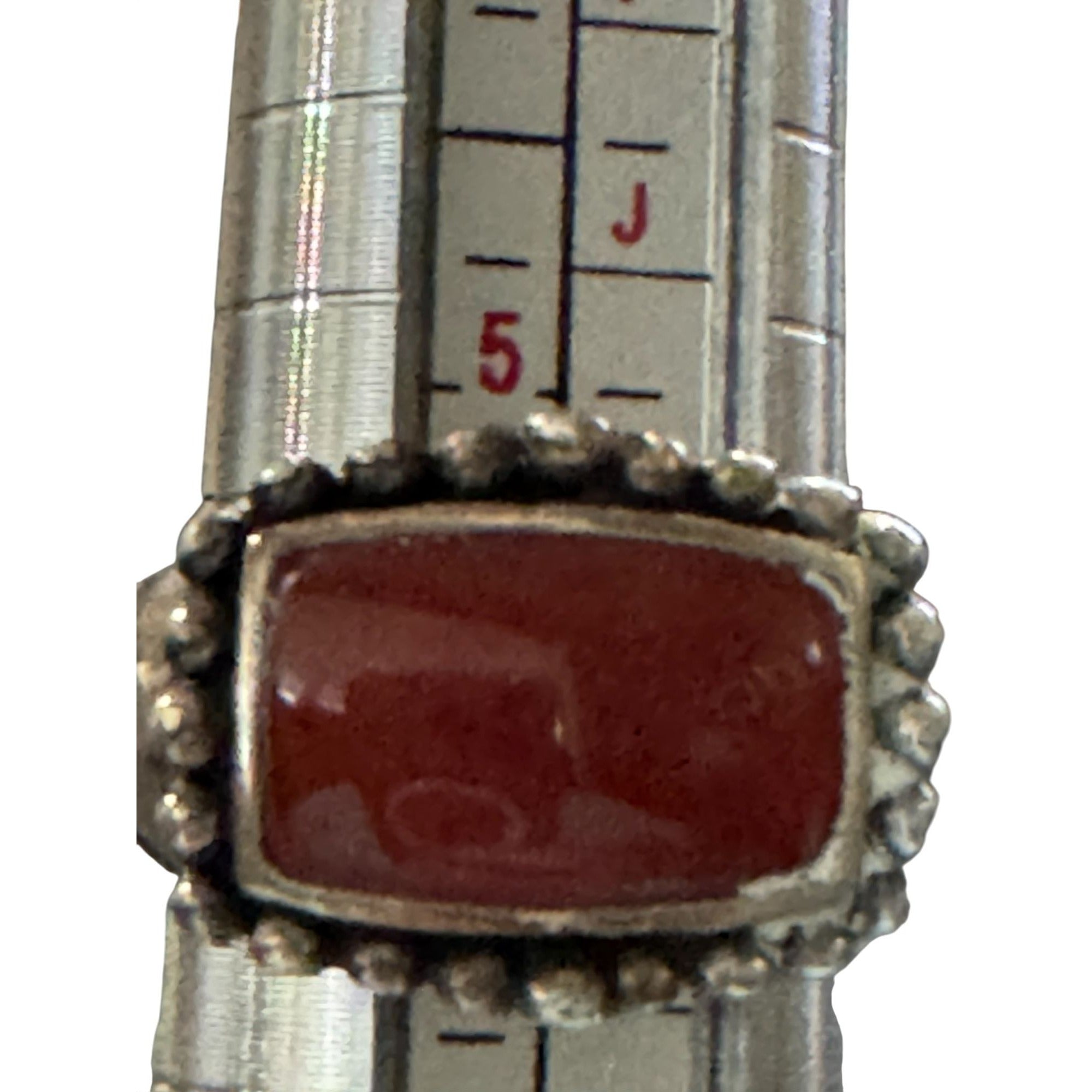 925 Sterling Silver Carnelian Agate Ring Size 6