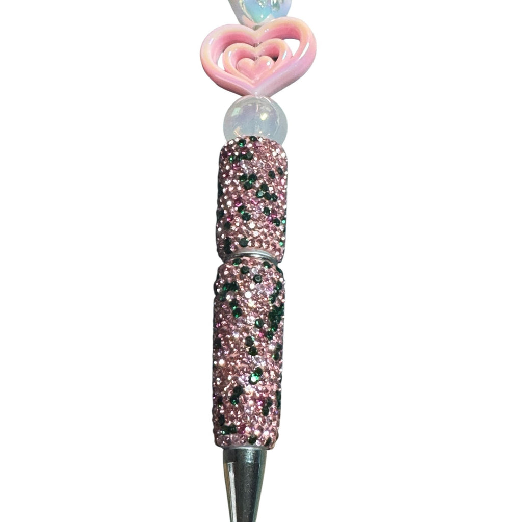 Crystal Moon & Heart Decorative Ballpoint Pen With Rhinestone Handle And Pastel Accents