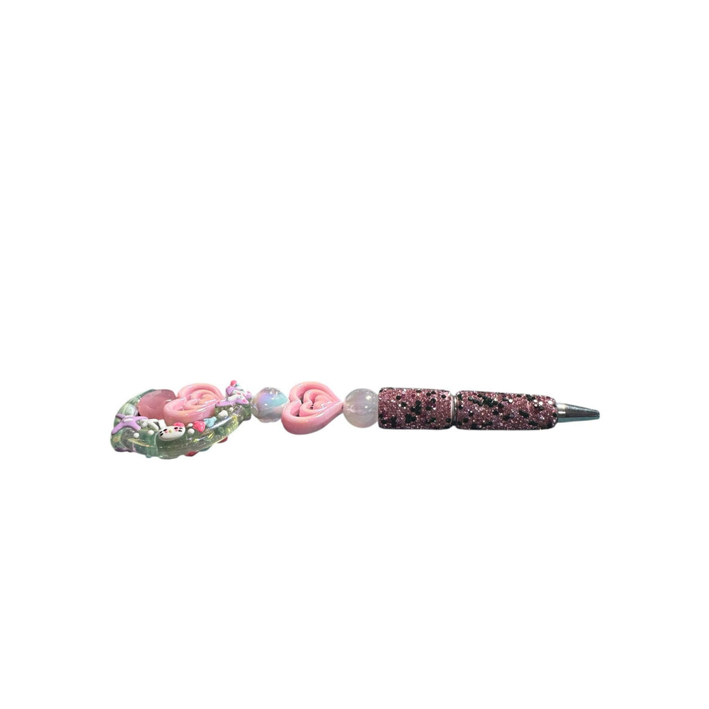 Crystal Moon & Heart Decorative Ballpoint Pen With Rhinestone Handle And Pastel Accents
