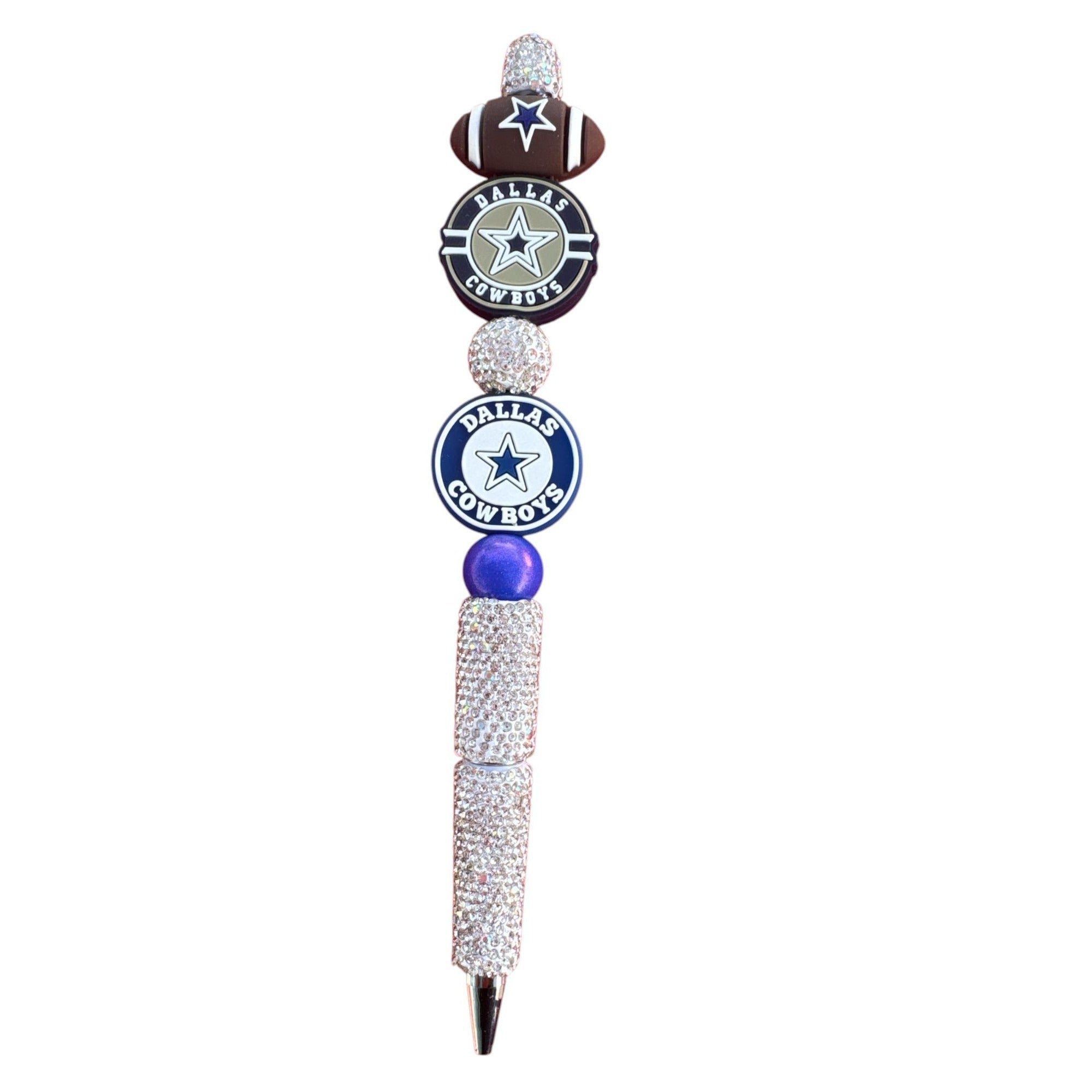 Dallas Cowboys Bedazzled Football Fan Pen With Team Logos & Rhinestones