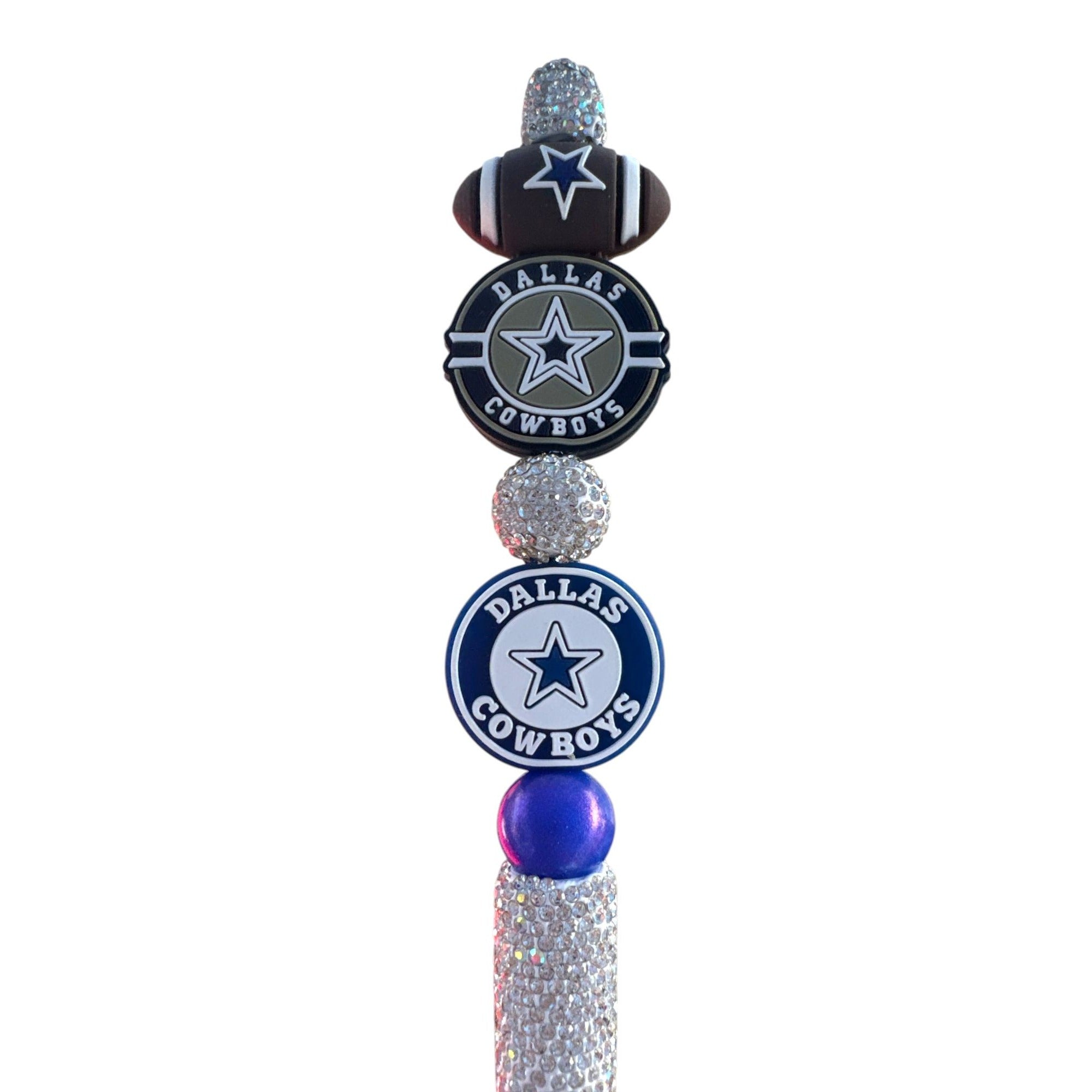 Dallas Cowboys Bedazzled Football Fan Pen With Team Logos & Rhinestones